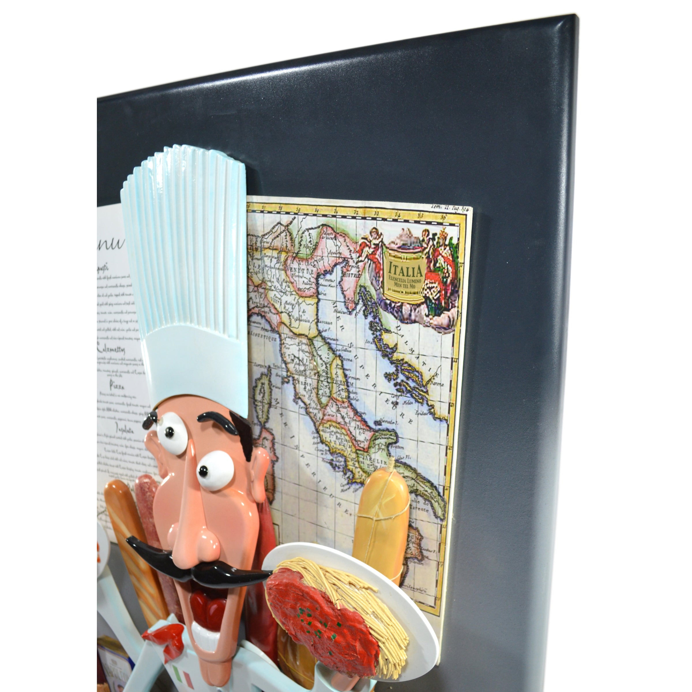Original 3D Wall Sculpture Italian Chef by Roark Gourley - Handcrafted Restaurant Decor for Kitchen, Dining Room & Cafe Wall Art