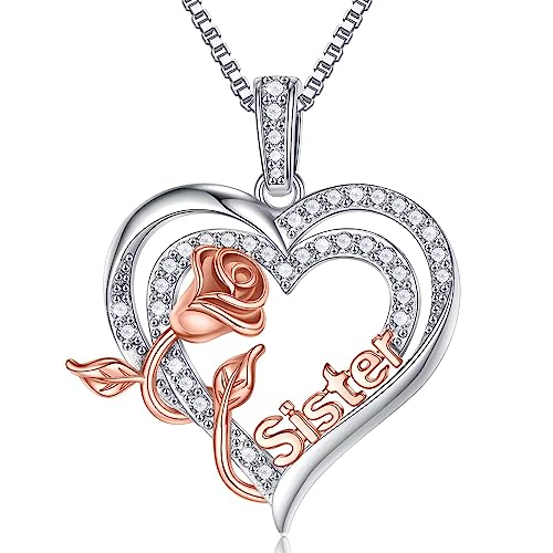 Sister Rose Heart Necklace