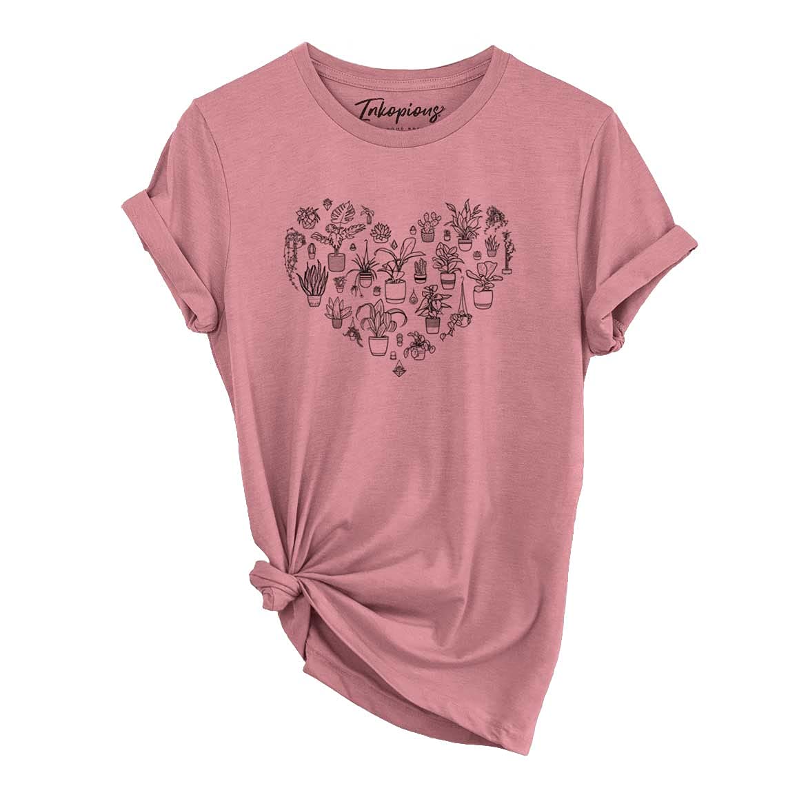 Inkopious Heart Full of Plants T-Shirt - Women's Floral Graphic Tee for Nature Lovers | Perfect for Casual Wear, Outdoor Adventures & Eco-Friendly Fashion