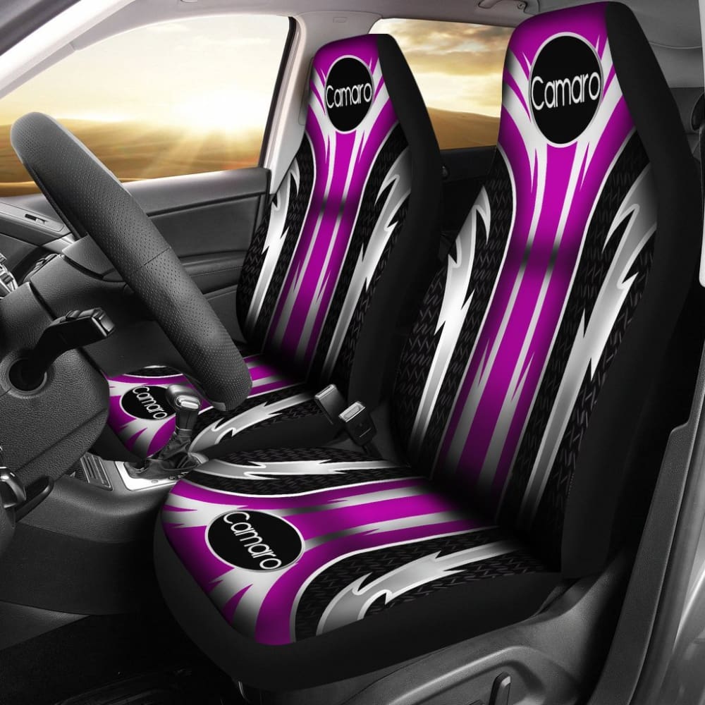 2-Piece Pink Camaro Front Seat Covers - Universal Fit, Premium Neoprene Material - Perfect for Car Enthusiasts & Customization Lovers (Use for Road Trips, Daily Commute & Car Shows)