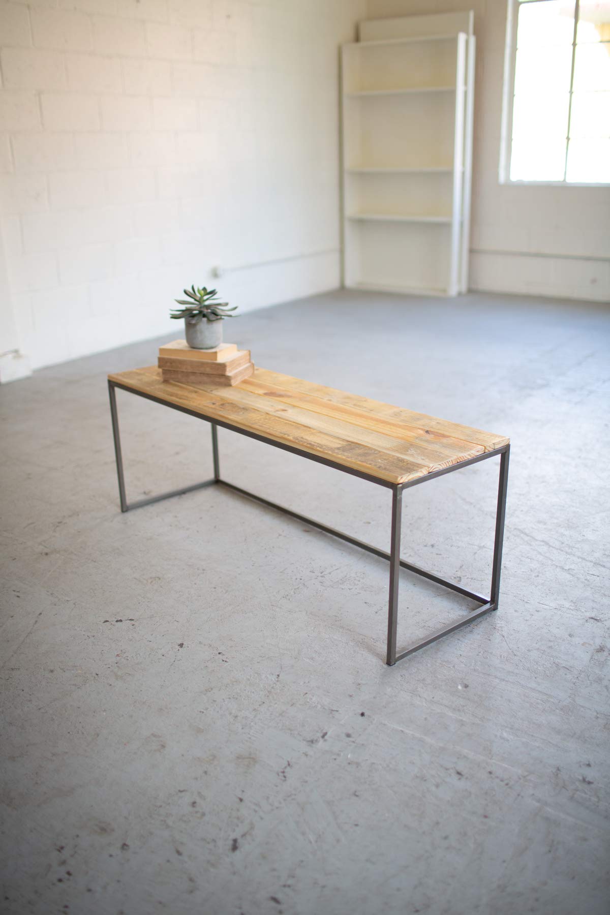 Rustic Recycled Wood Bench - Farmhouse Minimalist Dining Table & Entryway Seat | Natural Wooden Bench for Kitchen, Dining Room, Hallway & Outdoor Patio