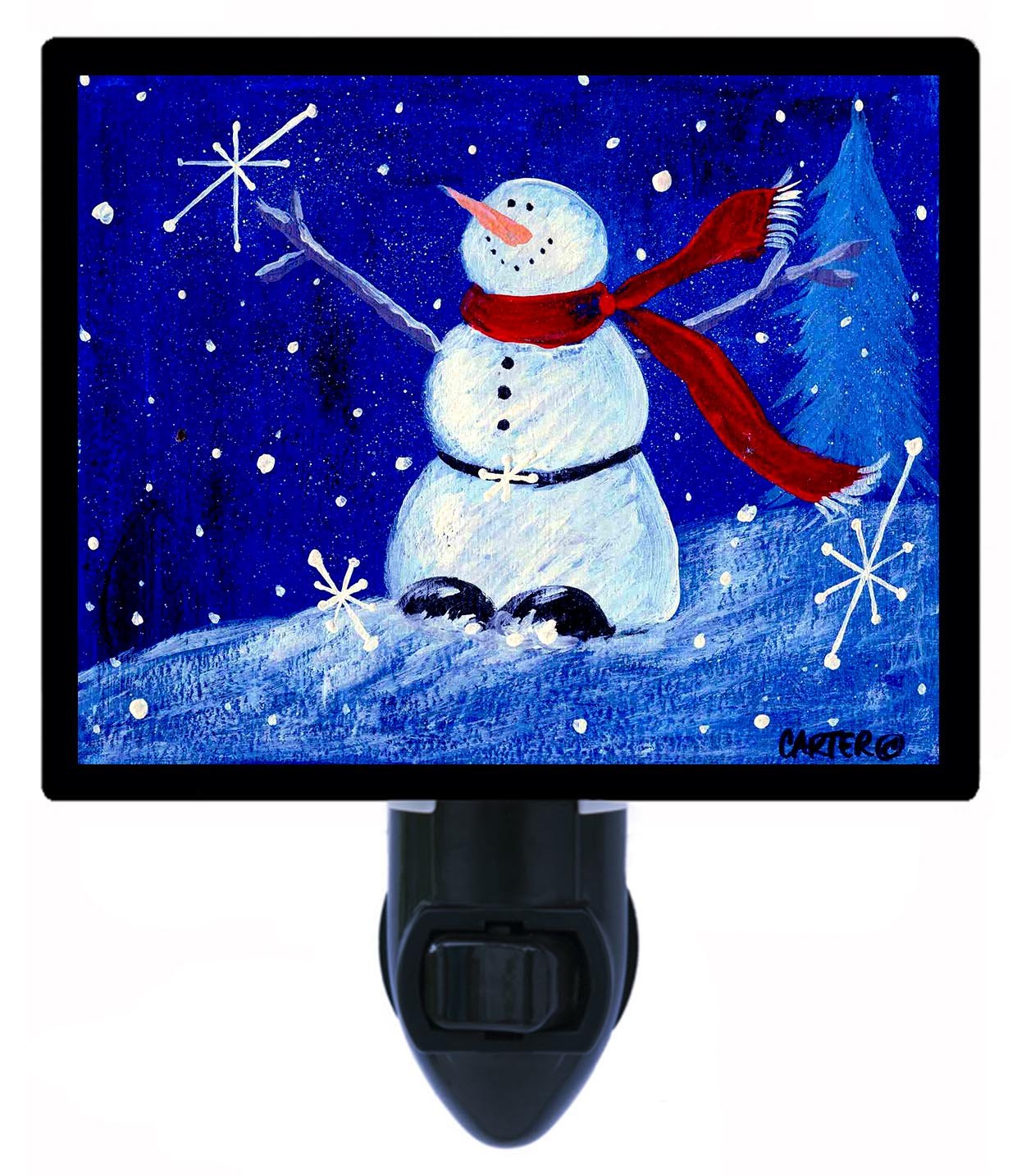 Snowman Happy Holidays LED Night Light - Winter Themed Night Light for Kids & Adults - Perfect for Bedroom, Nursery, Christmas Decor