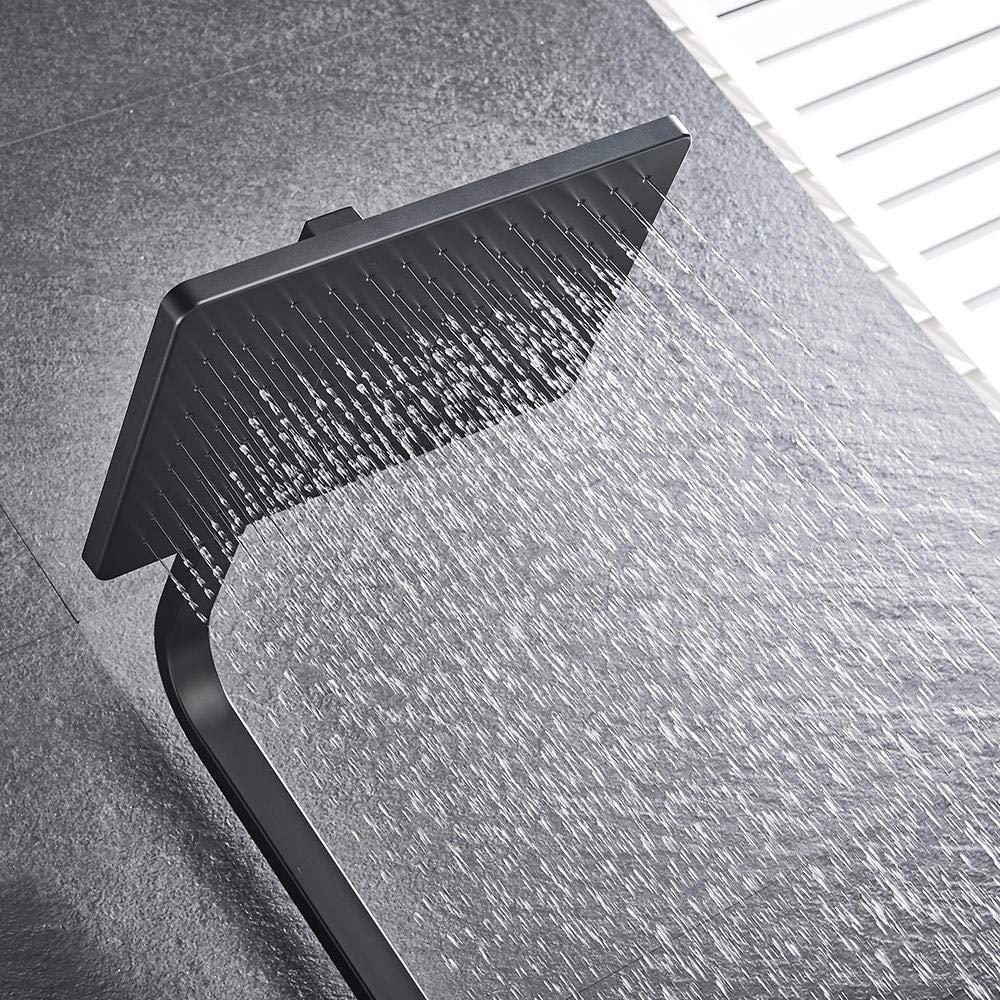 Black Wall Mounted Rain Shower Head with Mixer Tap - Premium Bathroom Shower Faucet Set for Modern Bathtub & Shower Combo | Perfect for Spa-Like Relaxation & Luxury Bathroom Upgrade