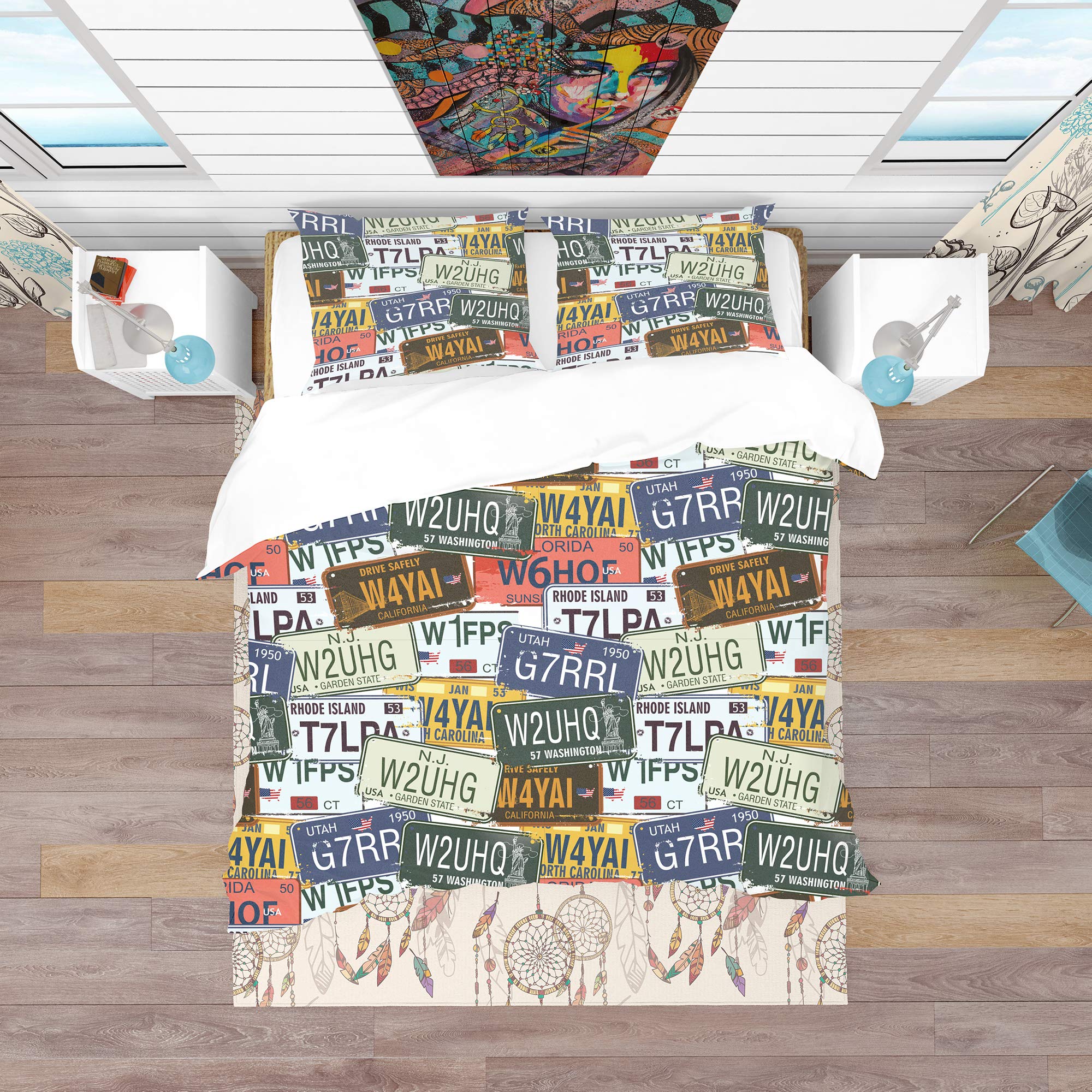 California License Plate Duvet Cover Set - Modern & Contemporary Bedding - Perfect for College Dorms, Teen Rooms & Car Enthusiasts