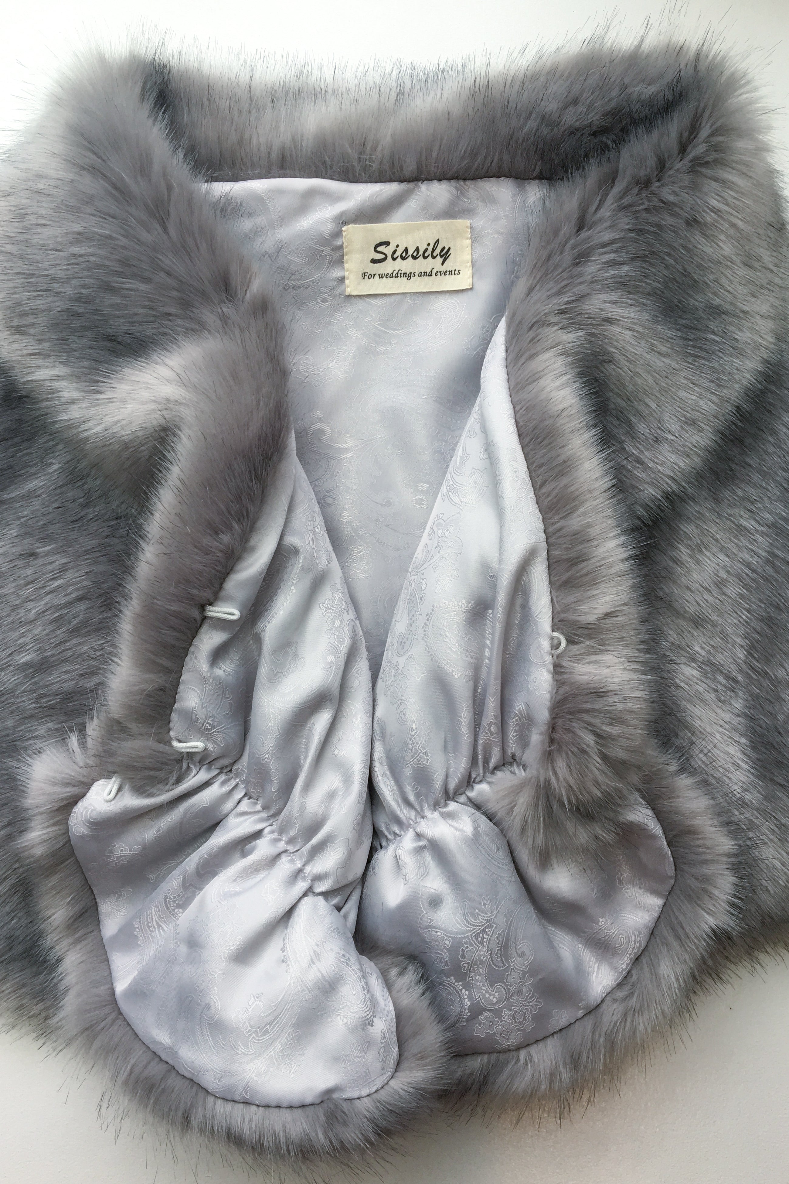 Gray Fur Wrap Shawl - Blair Gry04 - Soft & Warm Winter Fashion Accessory for Women - Perfect for Parties, Weddings & Cold Weather Outfits