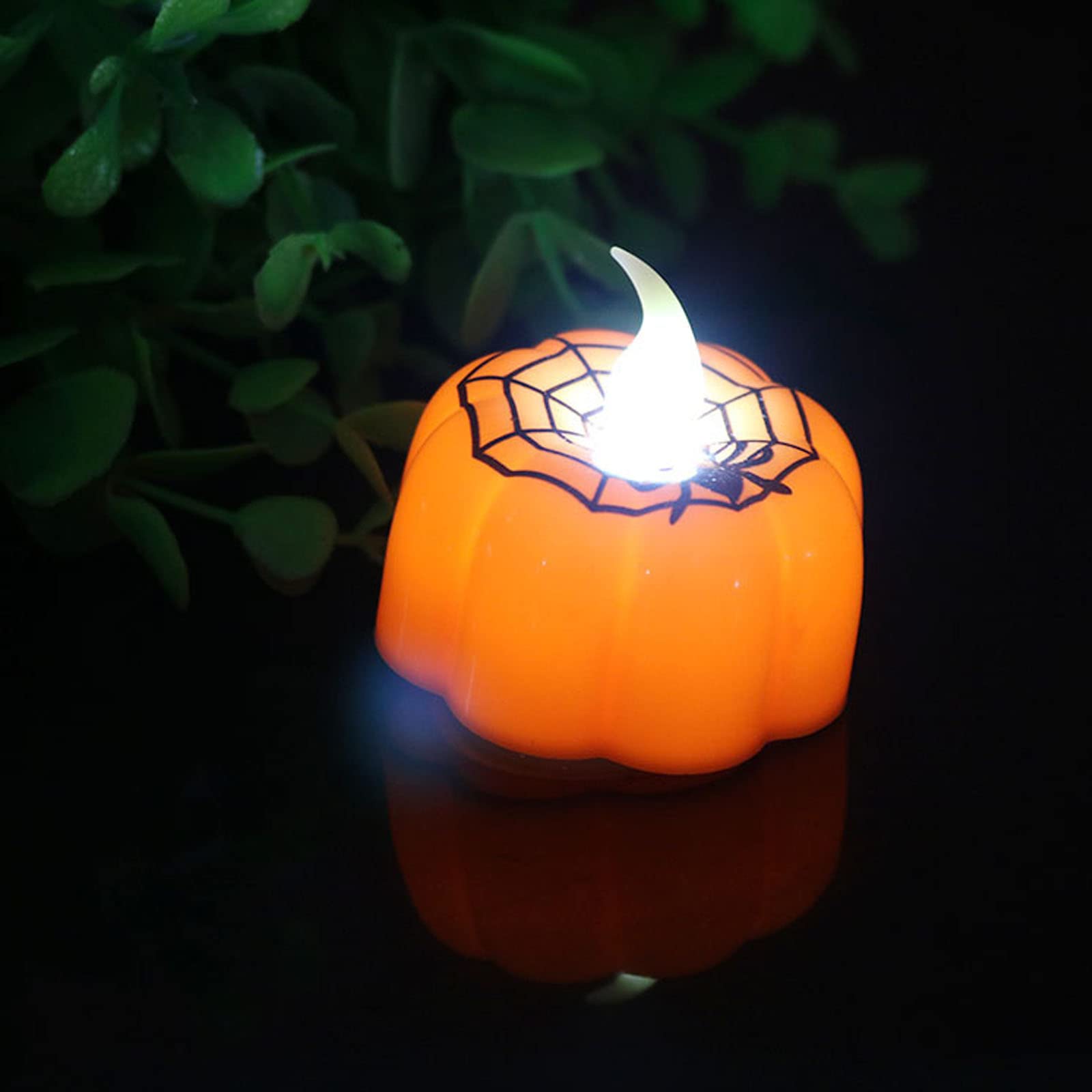 GLWANJG 10-Pack Halloween LED Pumpkin Lights - Electronic Flameless Candles for Spooky Party Decor, Home & Yard Decoration (Spider Web Design) - Perfect for Halloween Parties, Haunted Houses & Trick-or-Treat Displays