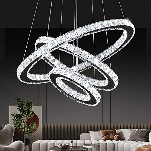 3 Ring Silver Crystal Chandelier