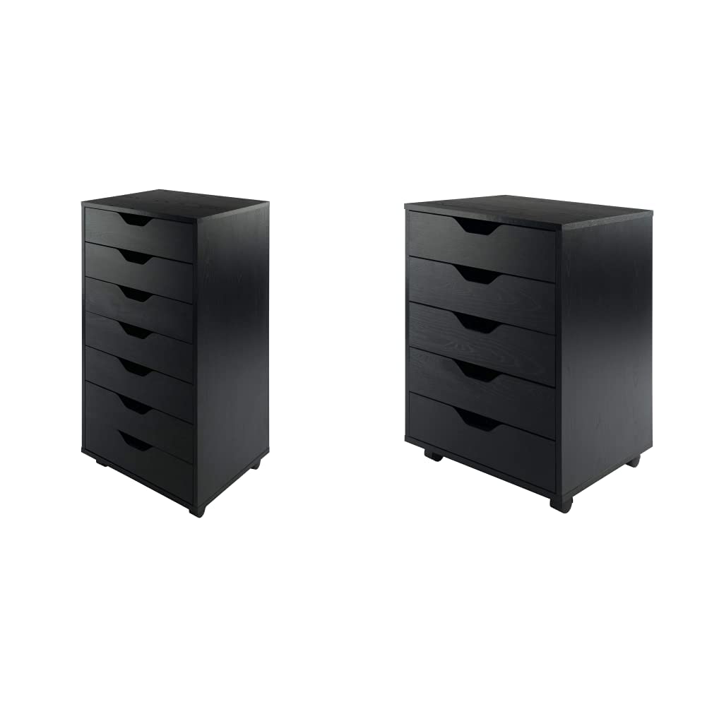 Winsome Halifax 7-Drawer & 5-Drawer Black Storage Organizer for Home Office, Bedroom, and Closet