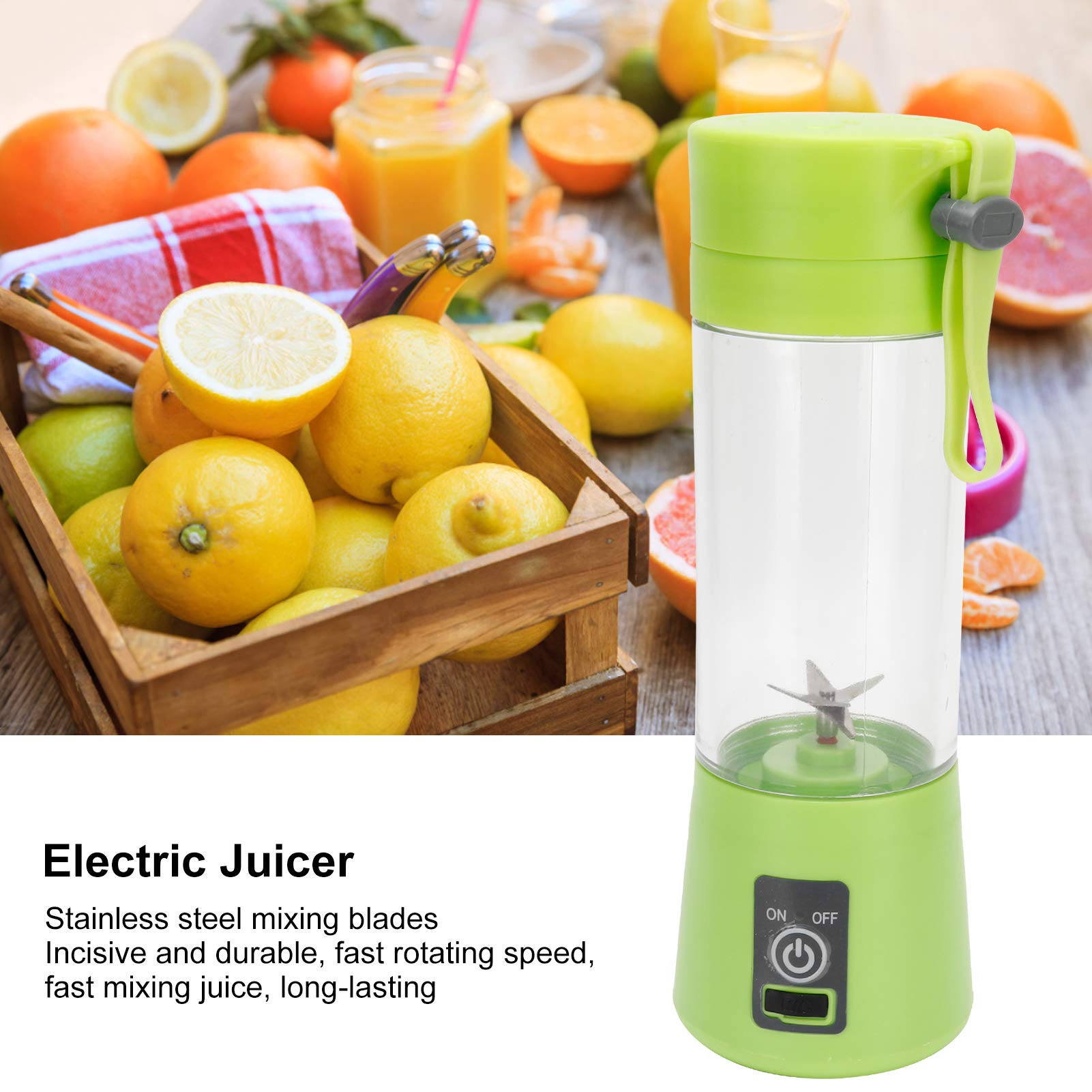 Mini Electric Juicer 380ml Portable USB Rechargeable Fruit Juice Maker for Orange, Watermelon, Apple - Perfect for Home, Office, Travel & Healthy Lifestyle