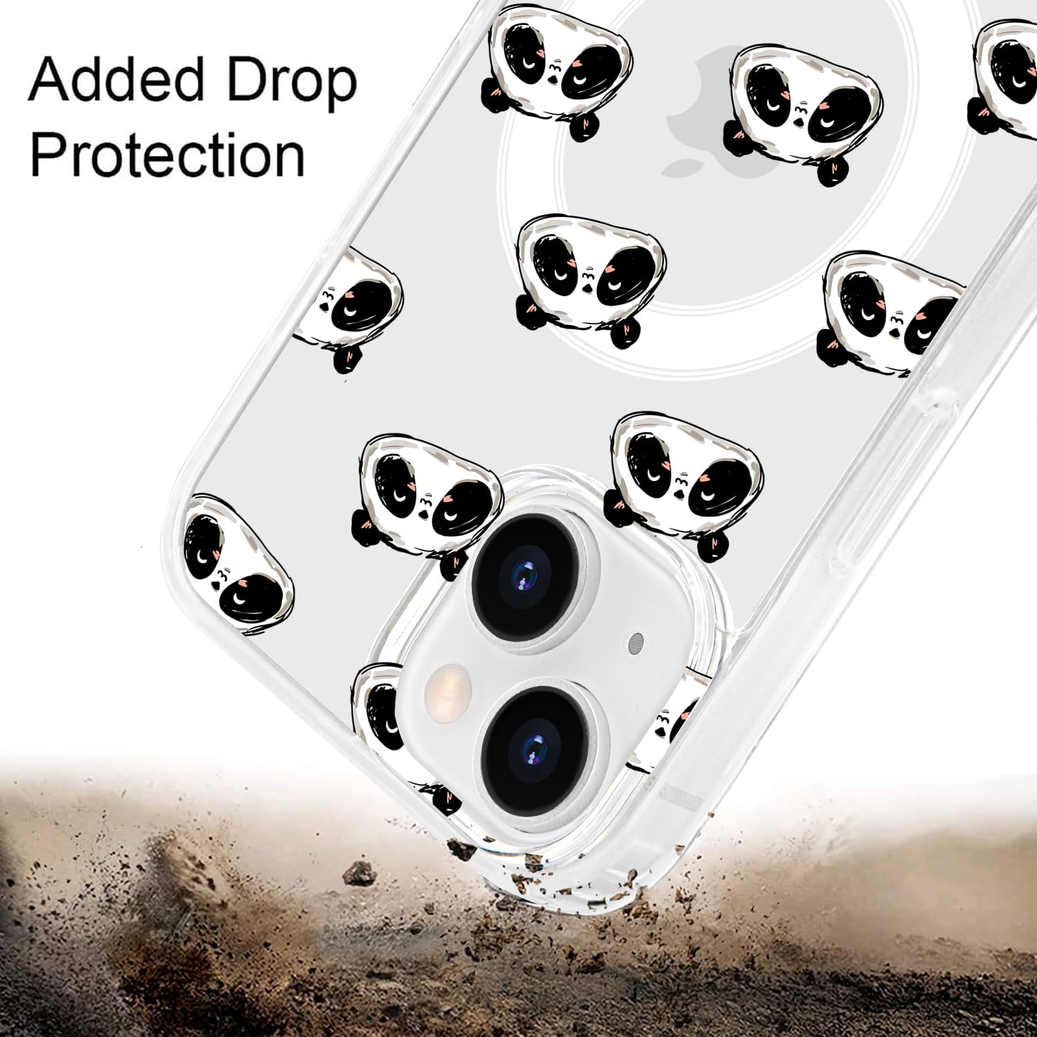 Magnetic Cute Cartoon Pandas iPhone 13 Case - Compatible with MagSafe, Clear Soft TPU & Hard Back Shockproof Protective Phone Cover for Women Girls | Perfect for Everyday Use, Work, School & Travel