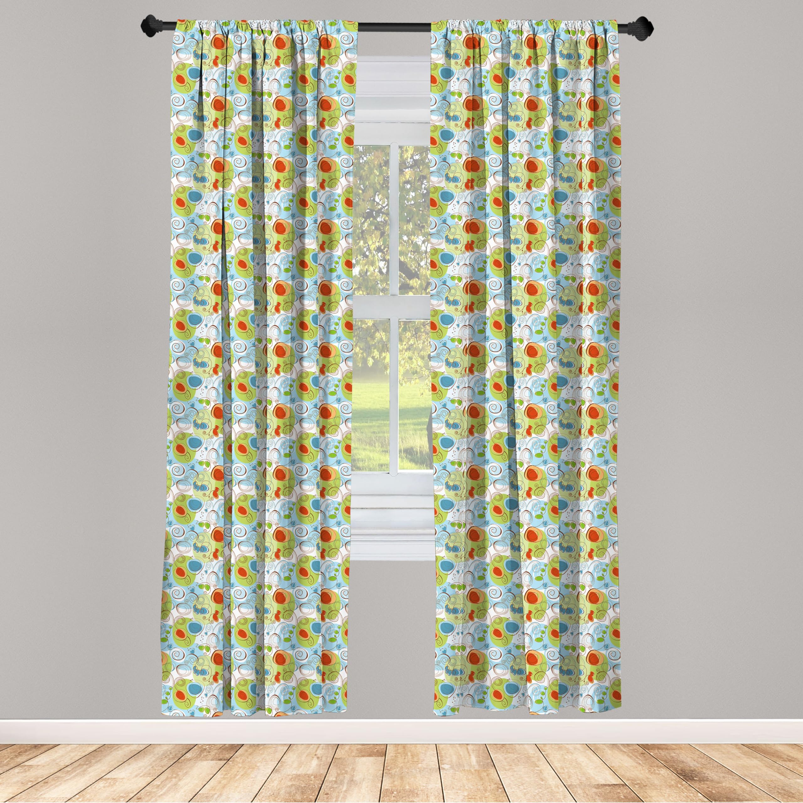 Ambesonne Modern Floral Geometric Abstract Curtains - 2 Panel Set 28