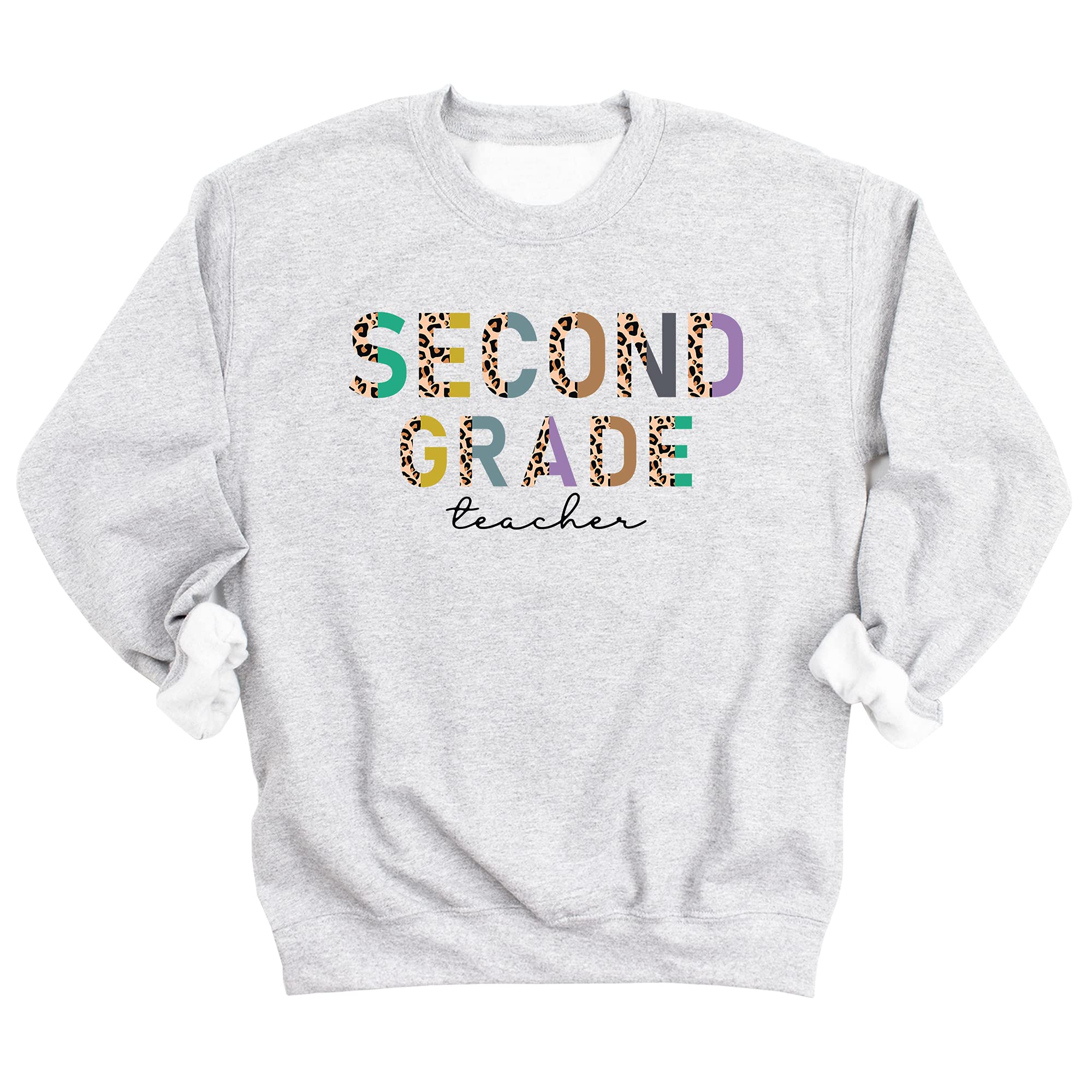 Leopard Print Second Grade Teacher Sweatshirt for Women - Cute Back to School Outfit for Teachers, Classroom Comfort & Casual Wear