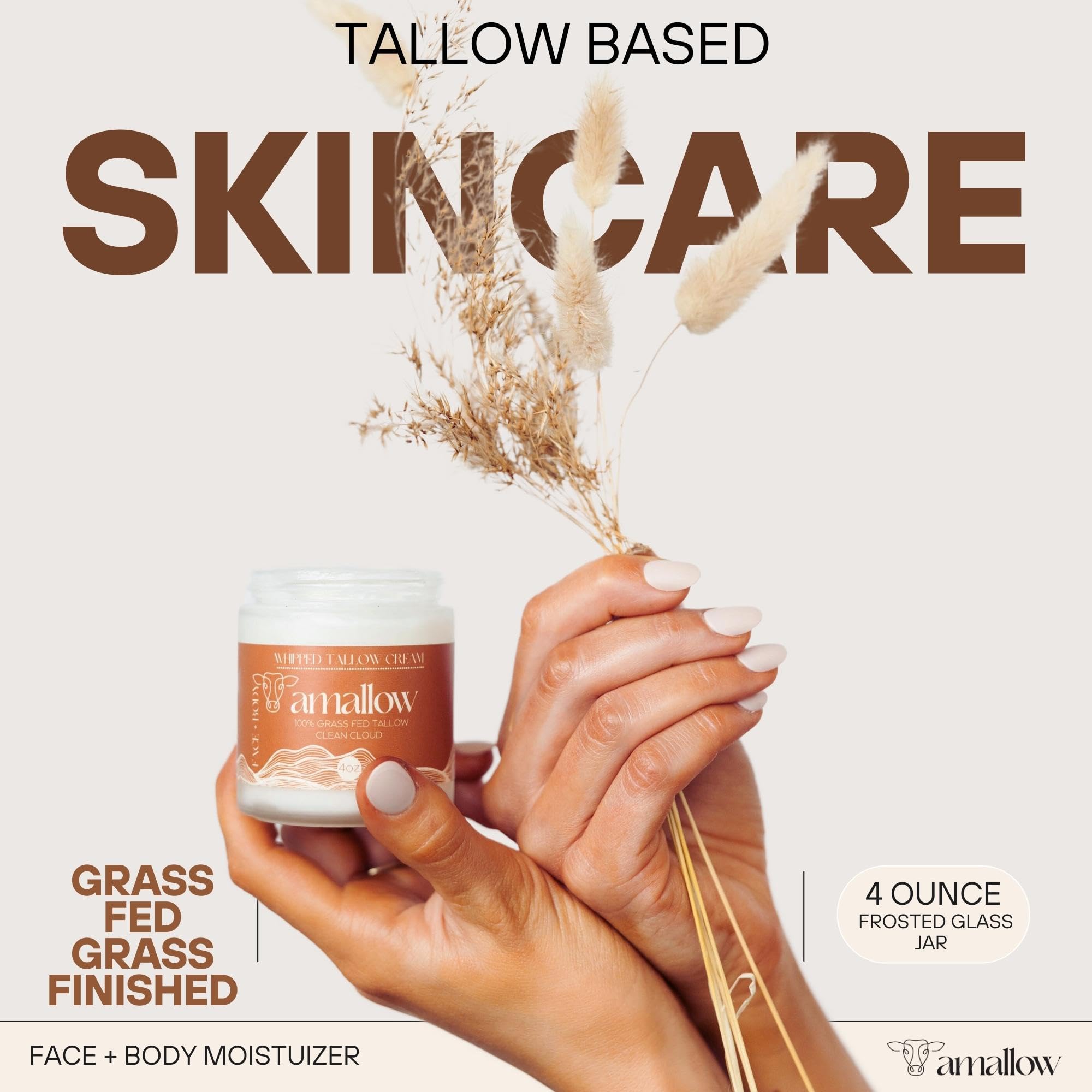 100% Grass-Fed Beef Tallow Skincare Set - Unscented & Scented Whipped Moisturizer for Face & Body - 4oz All-Natural Lotion - Perfect for Dry Skin, Eczema & Sensitive Skin Care Routine