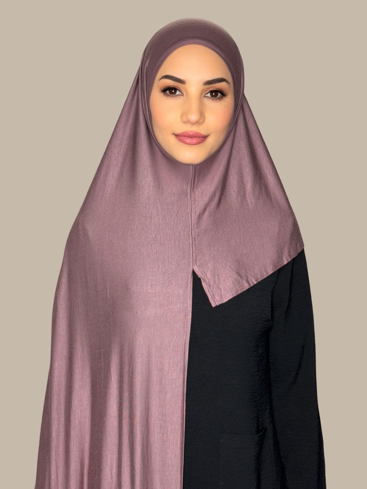 Pre-Sewn Jersey Hijab in Rose Taupe - Soft & Comfortable Muslim Headscarf for Daily Wear & Prayer