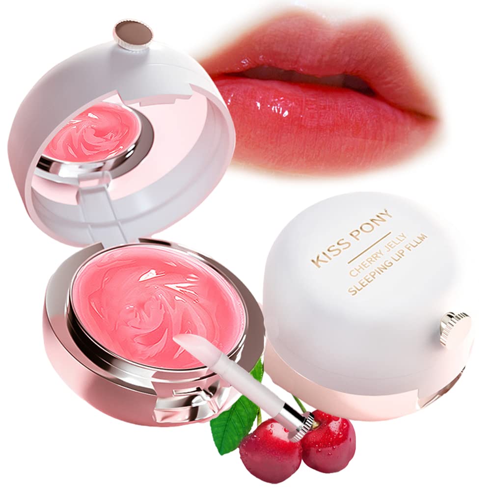 Kiss Pony Cherry Jelly Overnight Lip Sleeping Mask - Hydrating Lip Treatment for Dry Lips, Plumping & Moisturizing Lip Care (2 Pack) | Perfect for Nighttime Lip Care Routine & Daily Hydration