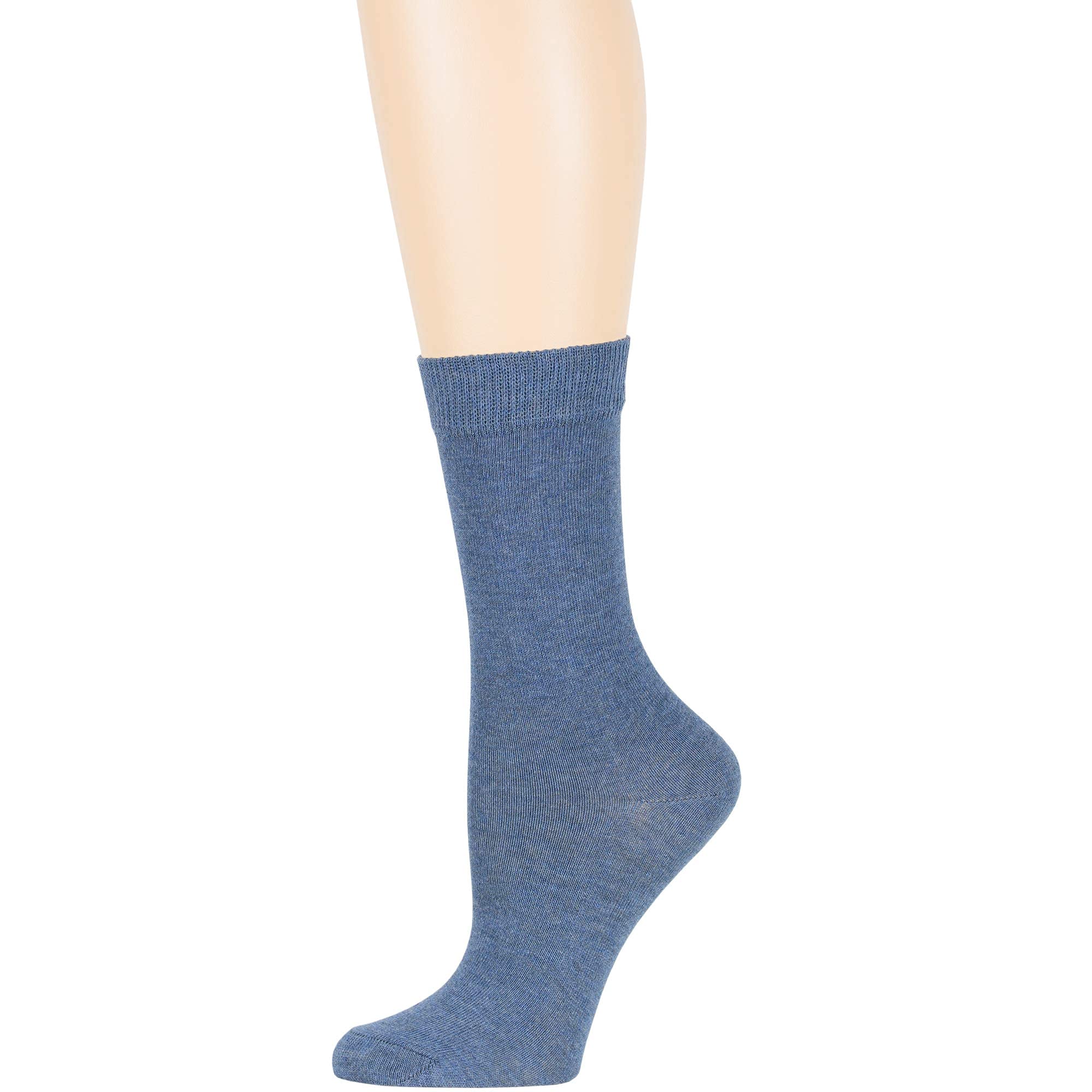 7BigStars Women's Cotton Crew Socks 4-Pack - Soft Comfortable Solid Color Dress Socks (Black/Brown/Blue/Grey/Beige/Khaki/Olive Green) - Perfect for Work, Office & Casual Wear