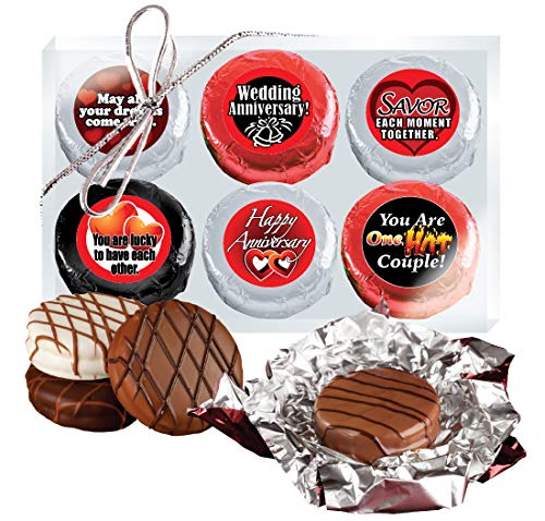 Anniversary Gift - COOKIE TALK Chocolate Covered Cream Sandwich Cookies (6 Pack) - Perfect for Celebrations, Parties & Romantic Gifts