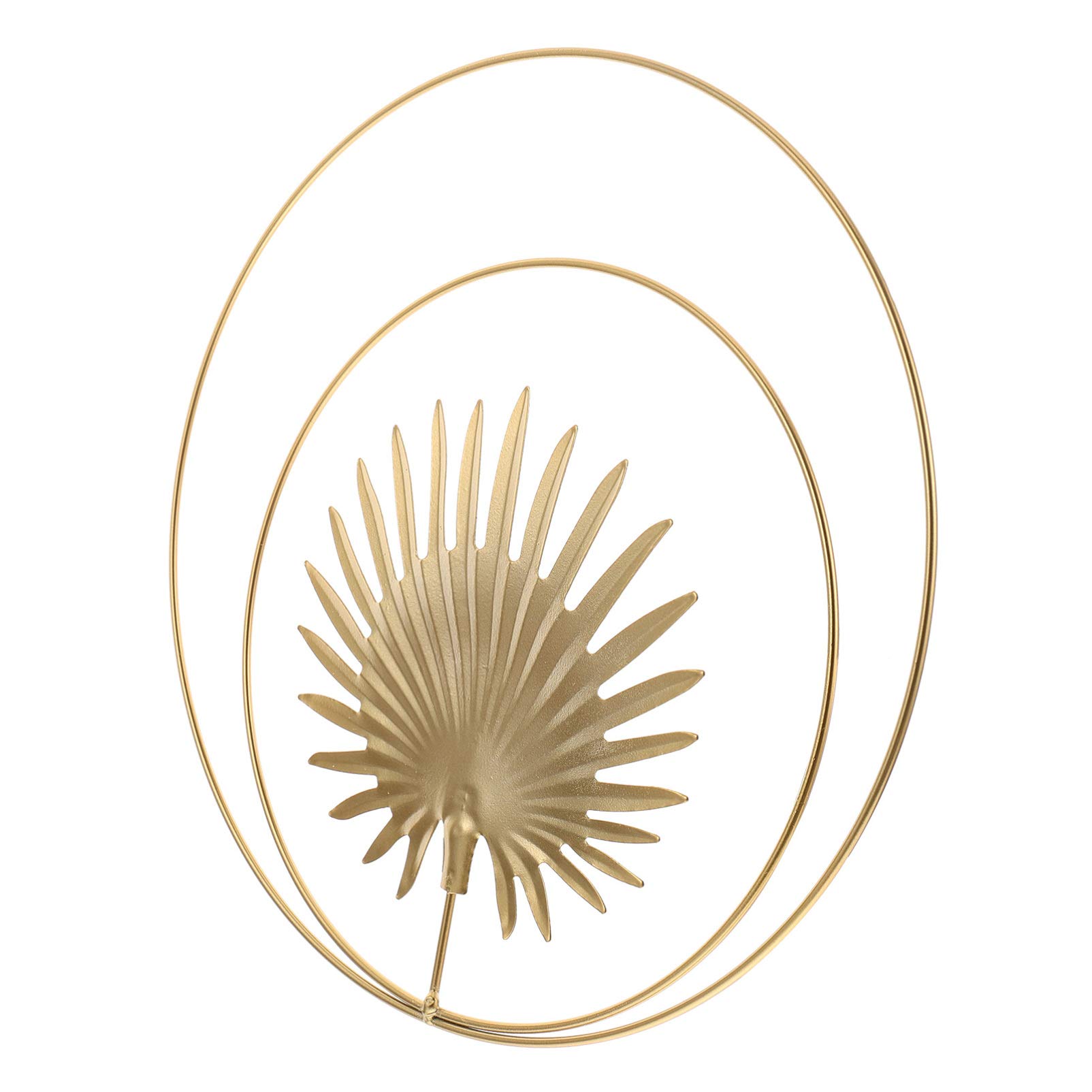 VOSAREA Gold Metal Palm Leaf Wall Art - Vintage Iron Wall Sculpture, Round Wall Decor for Bedroom, Living Room, Hotel - Boho Home Decor & Hanging Ornament for Coastal, Farmhouse, or Tropical Interior Design