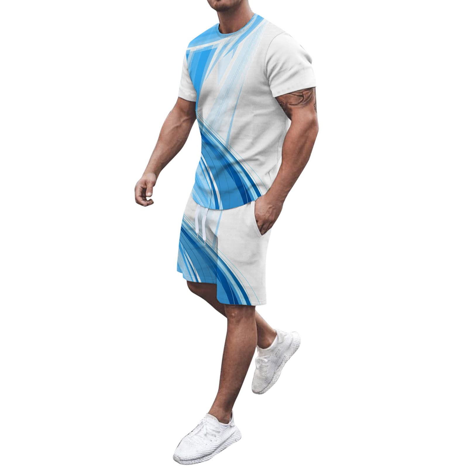 2-Piece Men's Workout Set - Short Sleeve Muscle Shirt & Athletic Shorts | Summer Sportswear, Gym Clothes & Casual Tracksuit for Running, Training & Outdoor Activities