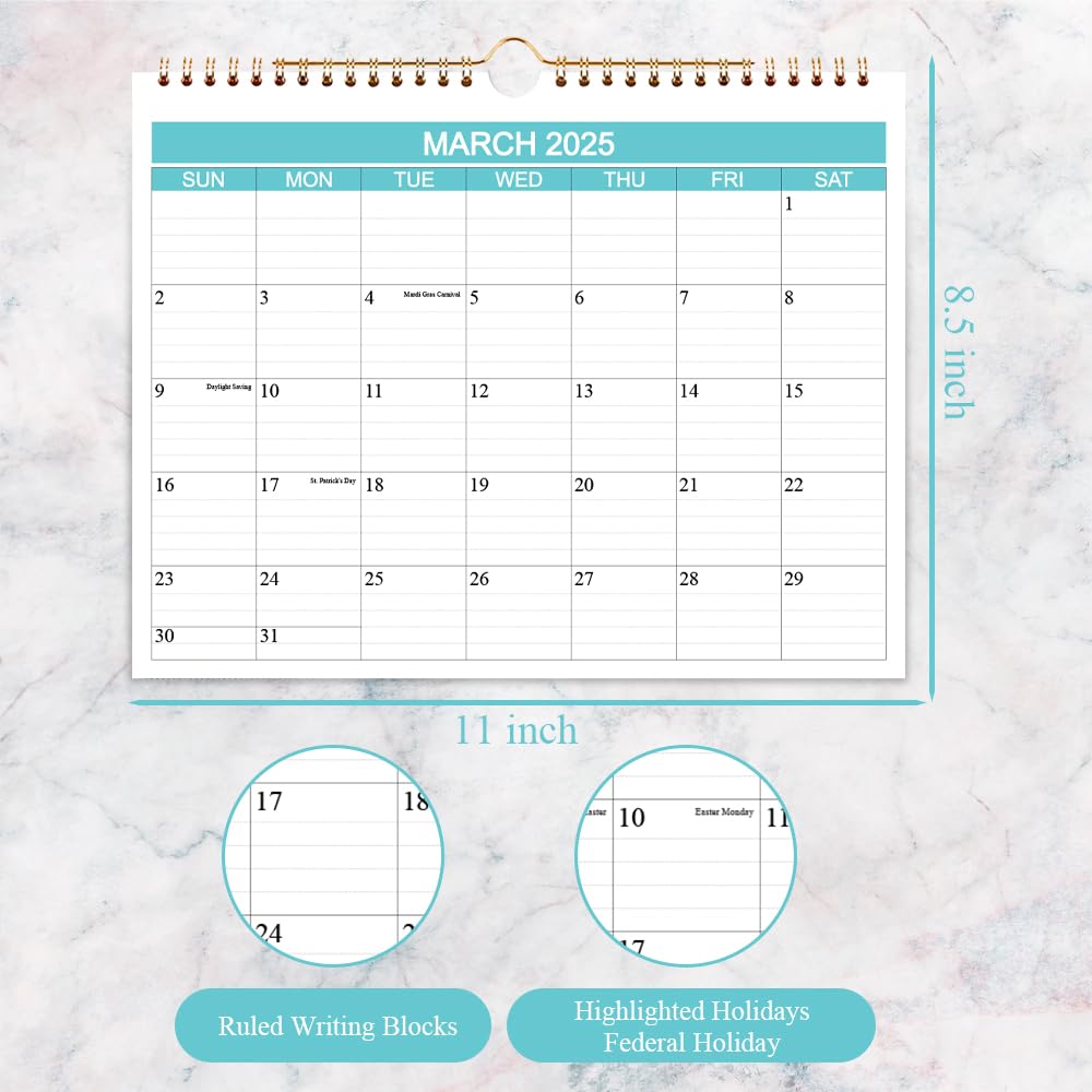 2025-2026 Wall Calendar (March 2025 - June 2026) | 16-Month Planner with Thick Paper for Home & Office Organization | 8.5
