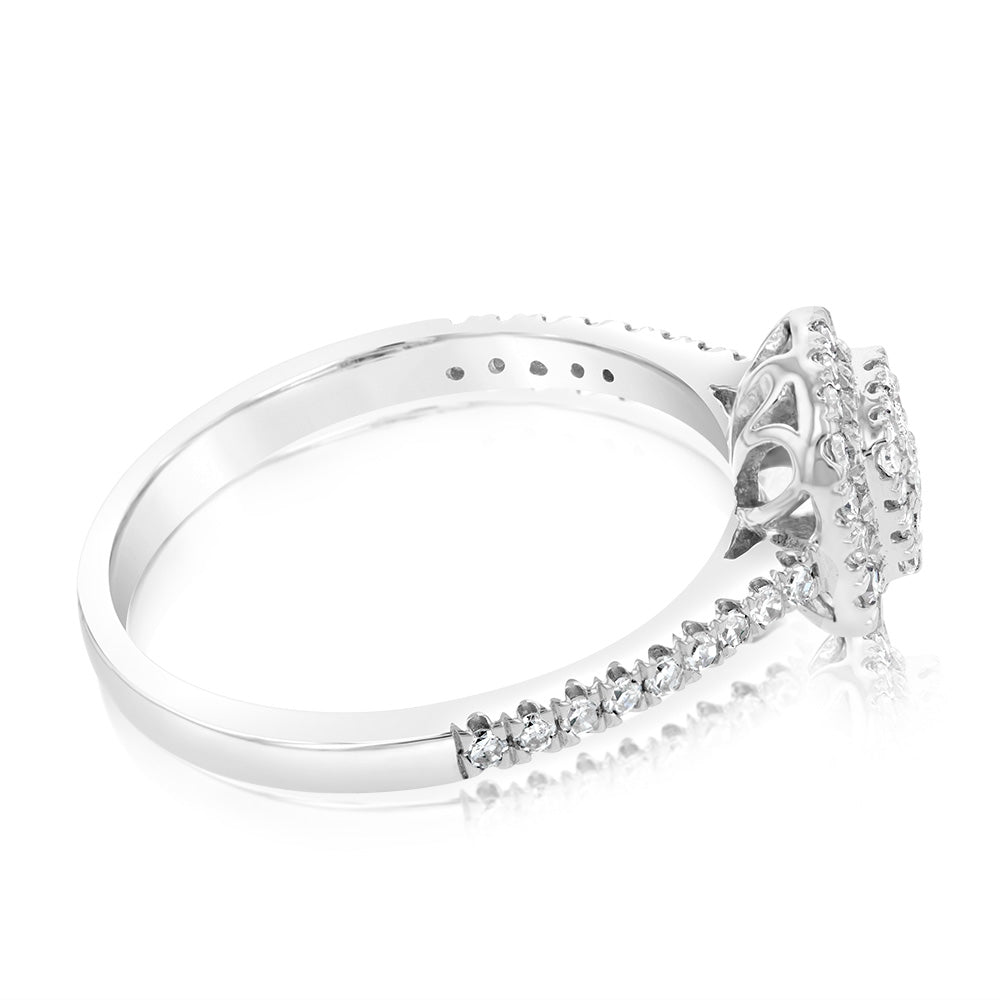 1/4 Carat Lab Grown Diamond Silver Ring with 57 Diamonds - Elegant Engagement & Wedding Jewelry for Women