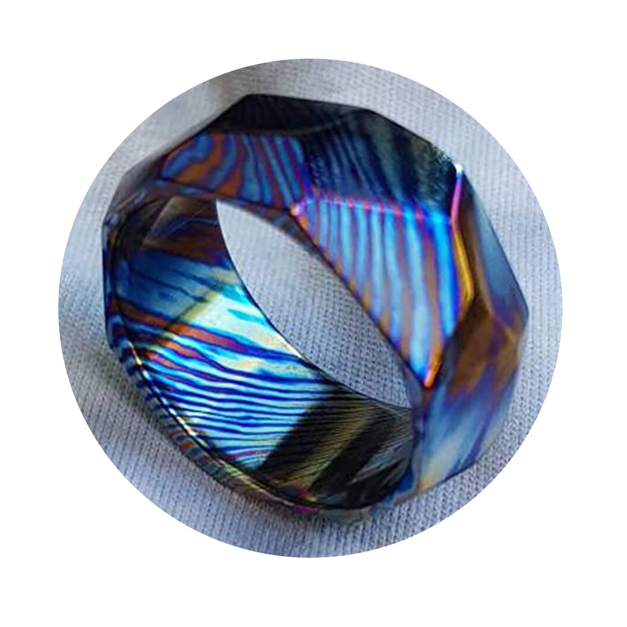 Damascus KE-104-AT Titanium Ring | Handmade Timascus Wedding Band for Men | Custom Comfort Fit Engagement Ring | Unisex Modern Jewelry | Durable Steel Statement Ring | Perfect for Weddings, Anniversaries & Special Occasions