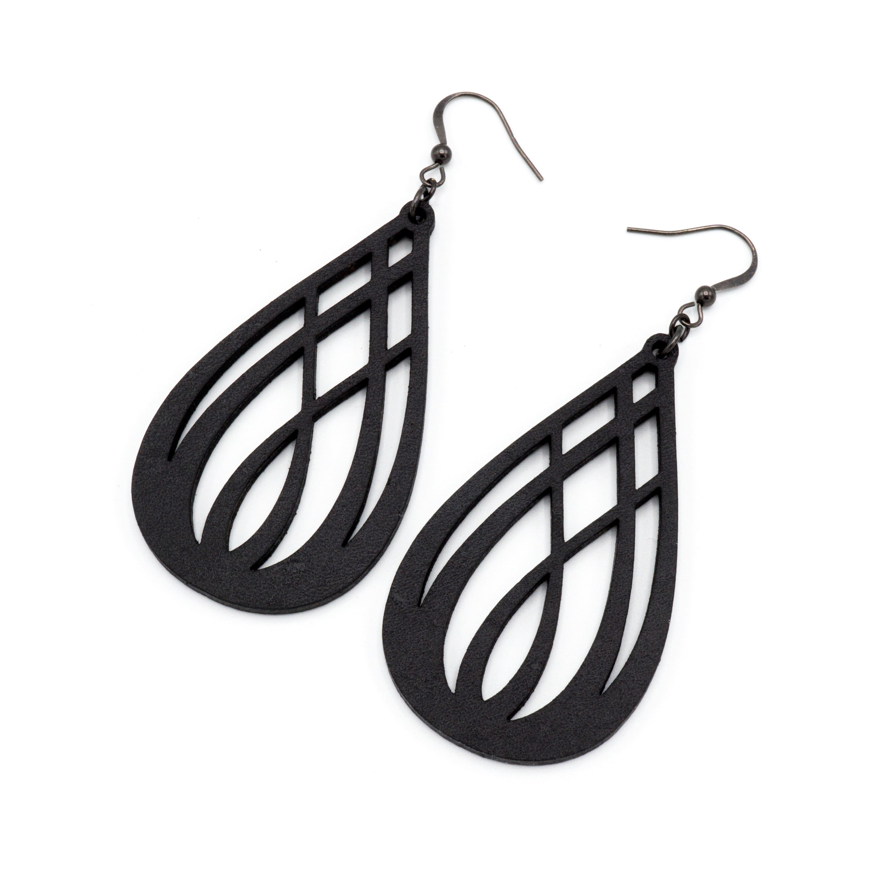 Drop 07 [L] Black Leather Earrings - Stylish Boho Accessories for Women, Perfect for Parties, Weddings & Everyday Wear
