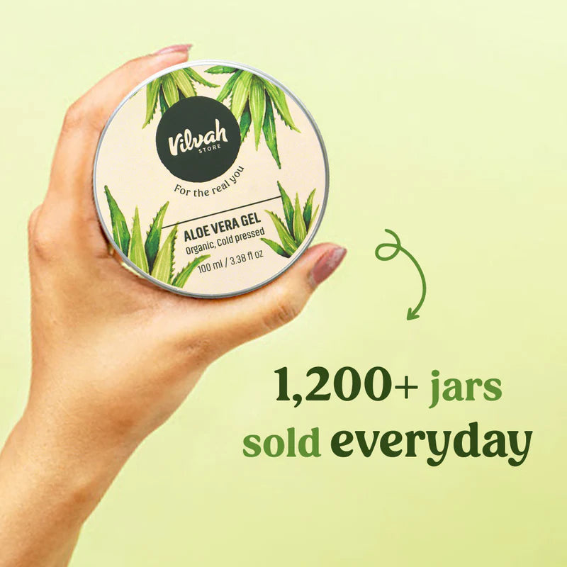 Organic Aloe Vera Gel for Skin & Hair Care - Hydrating, Soothing, and Healing - Perfect for Sunburn Relief, Moisturizing, and Hair Growth