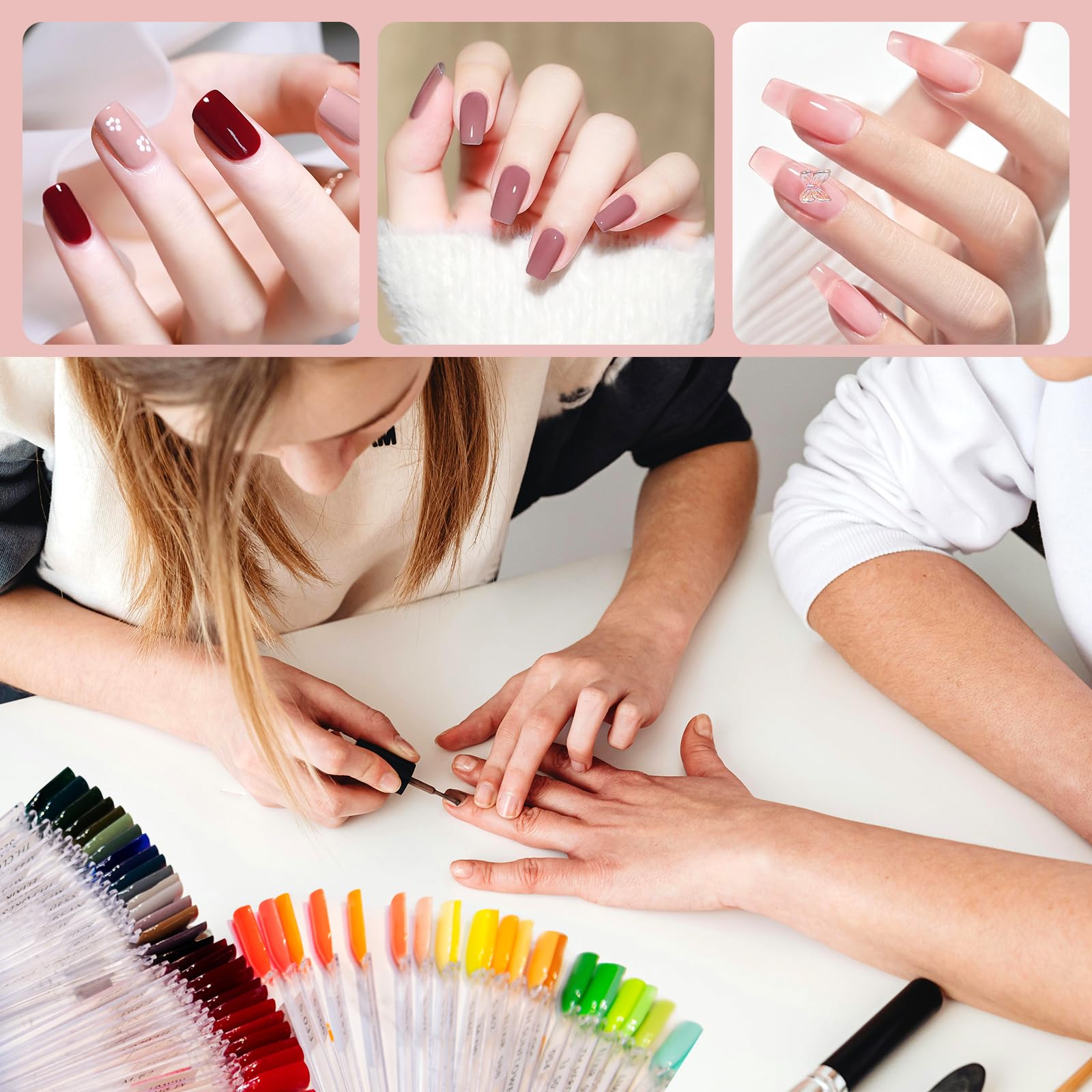 300 Pcs Clear Square Nail Polish Swatch Sticks with Number Stickers & Ring - Professional Nail Color Display for Salons, DIY Nail Art at Home, Perfect for Organizing and Testing Nail Polish Colors