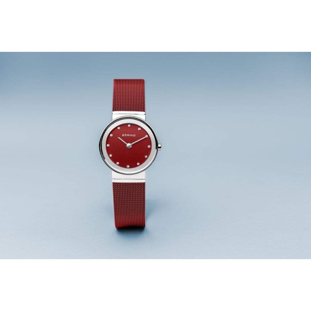 BERING 10126 303 Women's Watch - Red Mesh Strap, Stainless Steel Case, Water Resistant | Perfect for Casual Wear, Office & Special Occasions