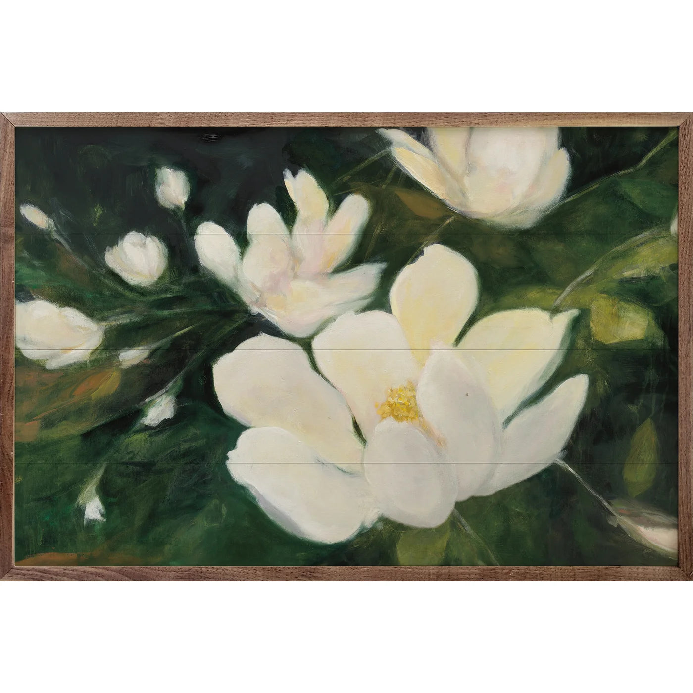 Julia Purinton Magnolia Blooms Crop Wood Framed Print - Elegant Floral Wall Art for Living Room, Bedroom & Office Decor