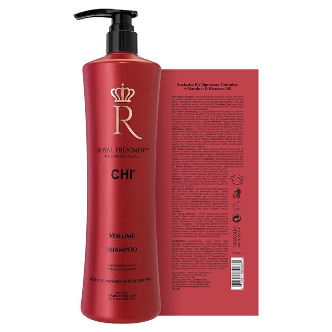 CHI Royal Treatment Volume Essential Shampoo and Conditioner Set - 32 Oz for Thick, Voluminous Hair - Rose Scented - Salon Quality Hair Care for Daily Use & Special Occasions