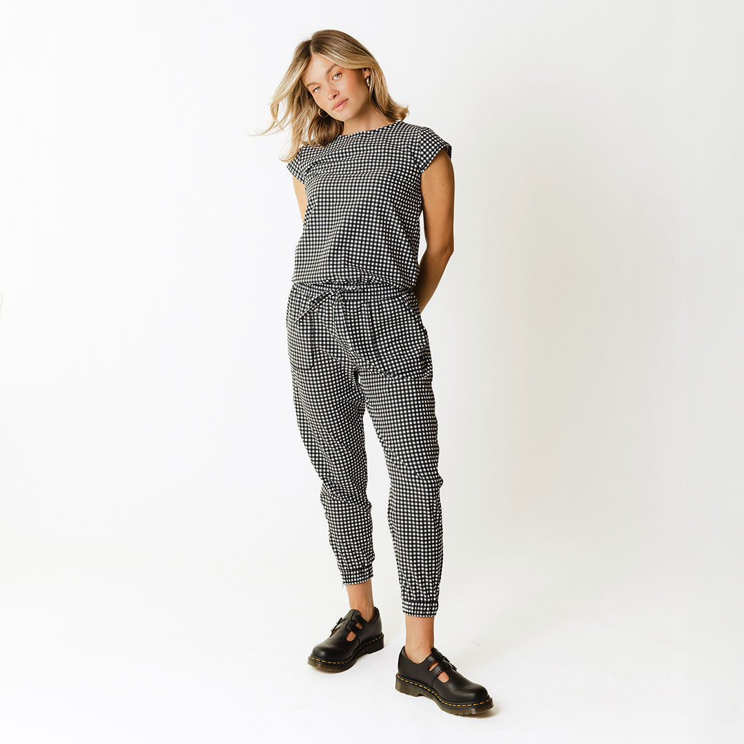 Stylish Black Check Jumpsuit for Women - Trendy Romper with Pockets | Perfect for Casual Outings, Parties & Summer Fashion