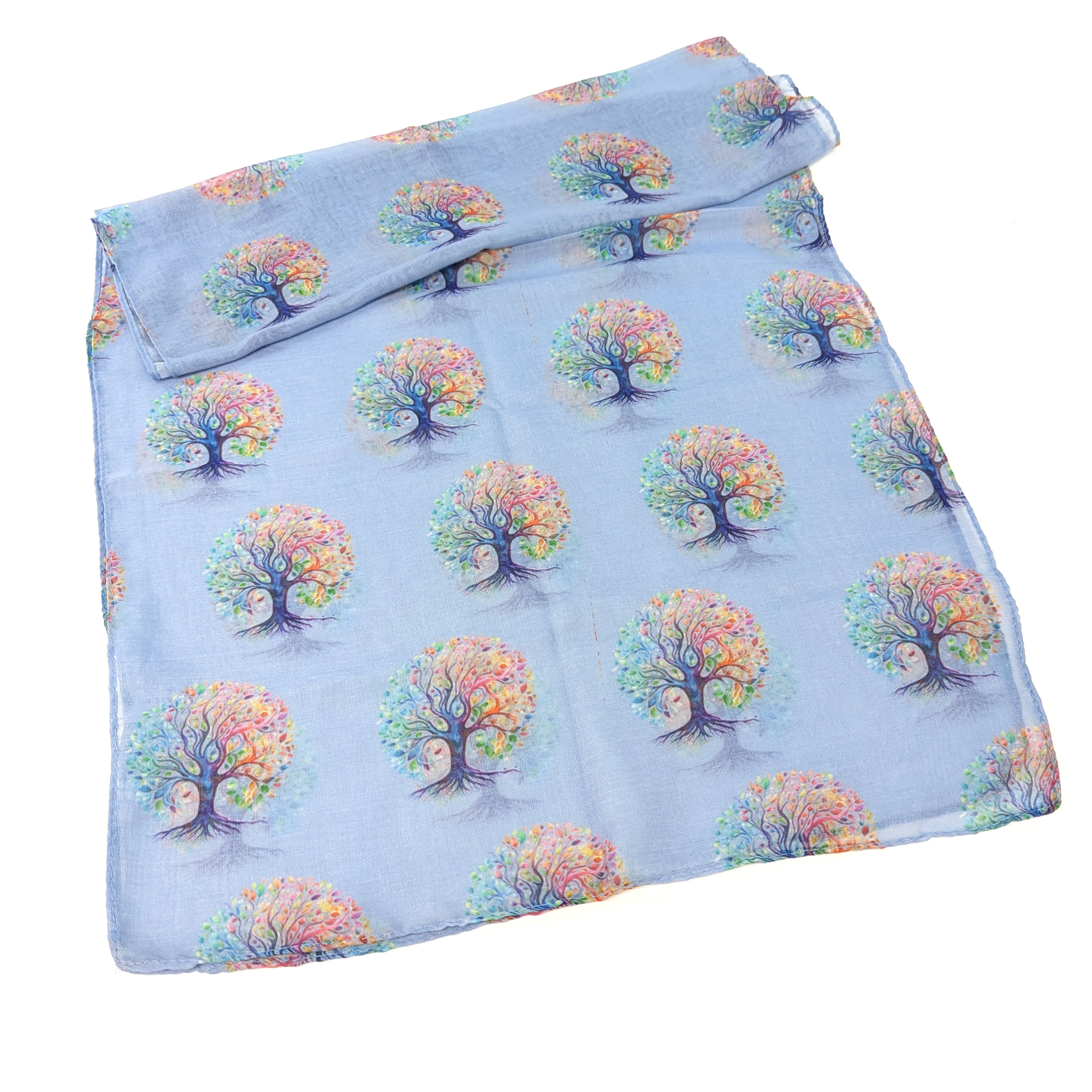 Rainbow Tree of Life Scarf - 50x180cm Lightweight Fashion Shawl for Women - Perfect for Yoga, Meditation, Boho Outfits & Spiritual Gifts