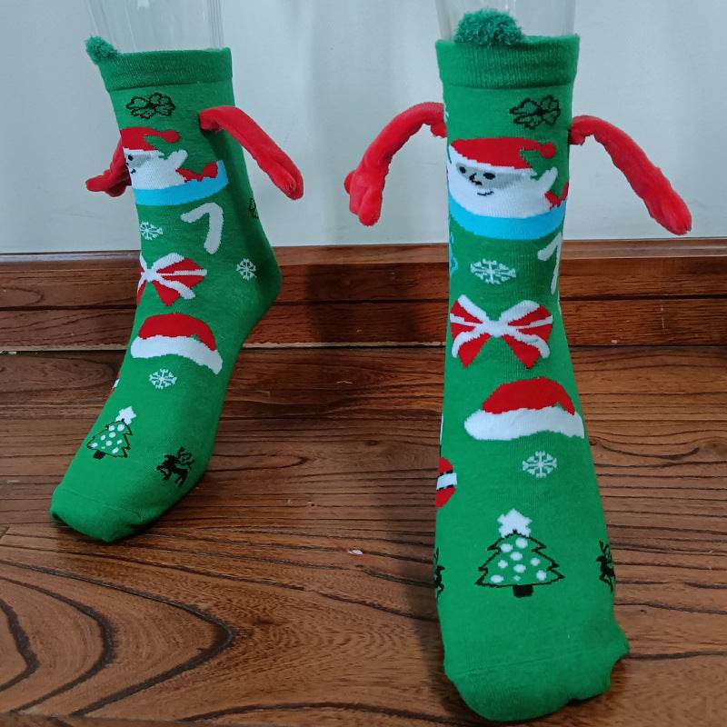 Cozy Christmas Socks for Hand Holding - Warm Holiday Couple Socks for Christmas Gifts, Stocking Stuffers & Romantic Winter Nights