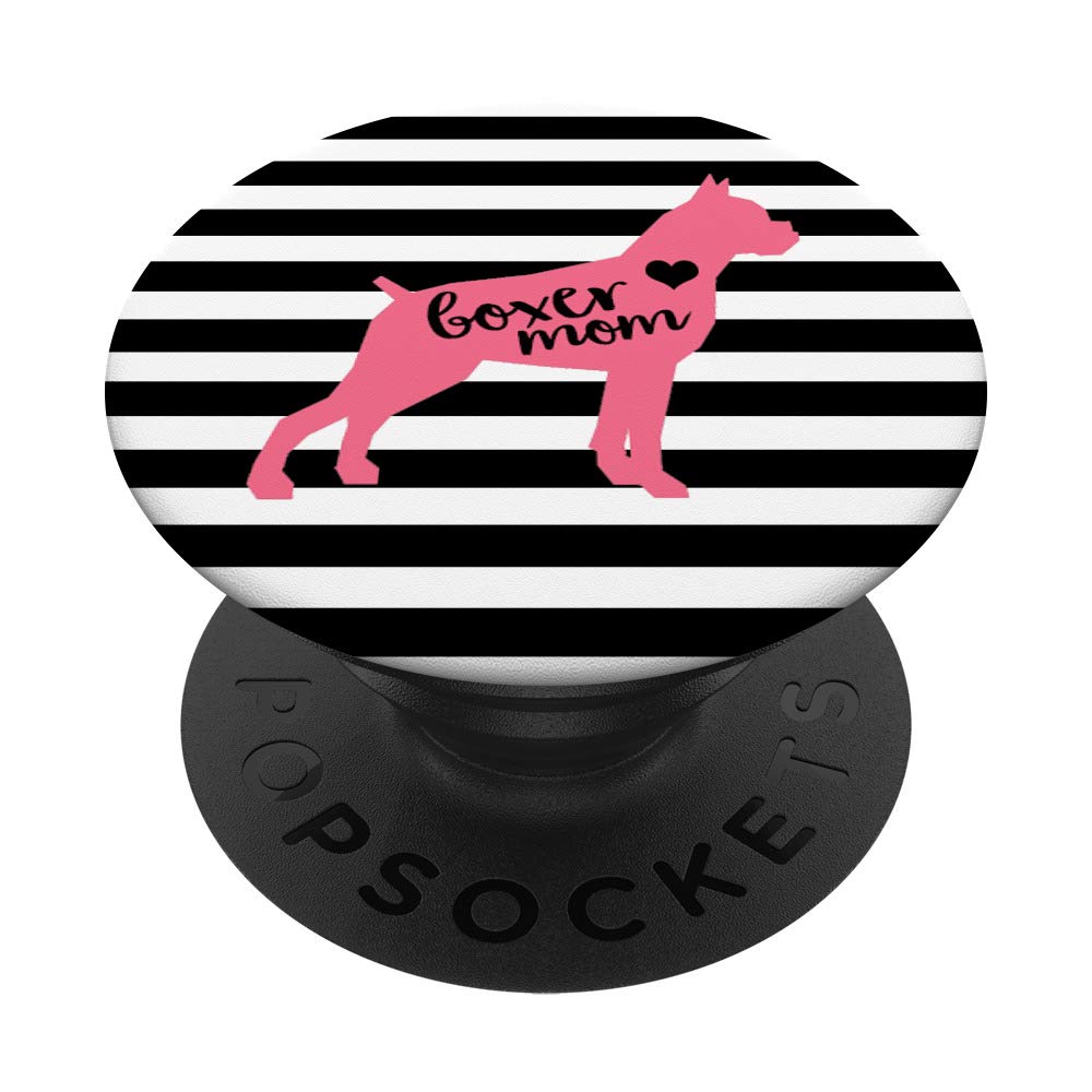 Boxer Dog Gift for Women - Pink Black White Striped Boxer Mom T-Shirt with Heart Design | Perfect for Dog Lovers, Birthday & Mother's Day Presents