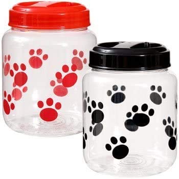 BPA-Free Plastic Airtight Cat Food Storage Containers with Paw Print - 2-Piece Set for Treats & Dry Food | Perfect for Kitchen Countertop & Pet Travel Organization