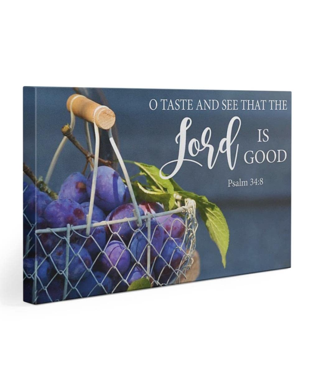 Grapes O Taste And See That The Lord Is Good - Inspirational Christian Wall Art Canvas Print - Jesus & Bible Verse Home Decor for Living Room, Bedroom, Church - Religious Gift Idea