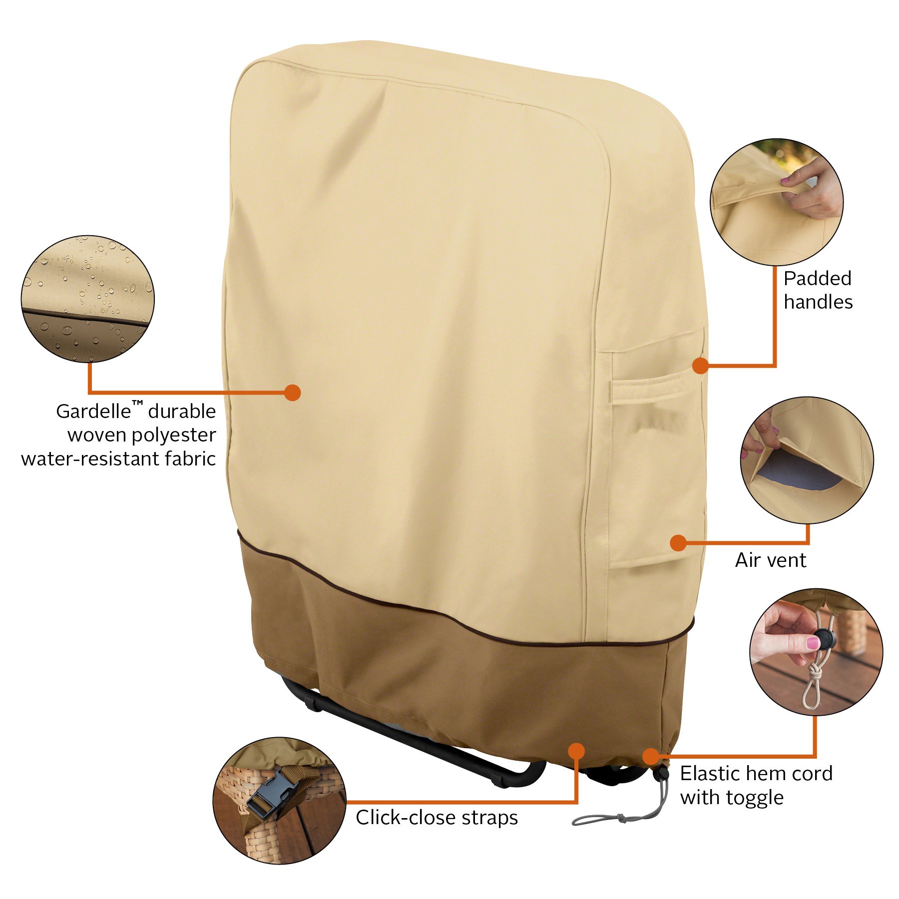 Classic Accessories Veranda 27 Inch Zero Gravity Folding Chair Cover - Water-Resistant Patio Furniture Protector for Outdoor Use, Camping, and Poolside Relaxation