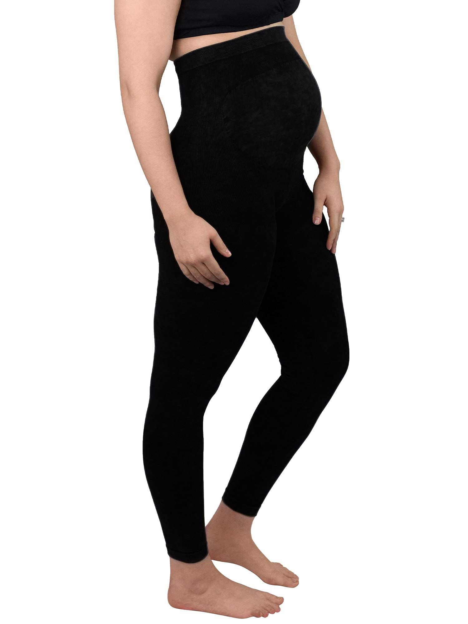 Leading Lady Seamless Black Maternity Leggings - Extra Support & Comfort for Pregnancy - Perfect for Yoga, Workouts & Everyday Wear