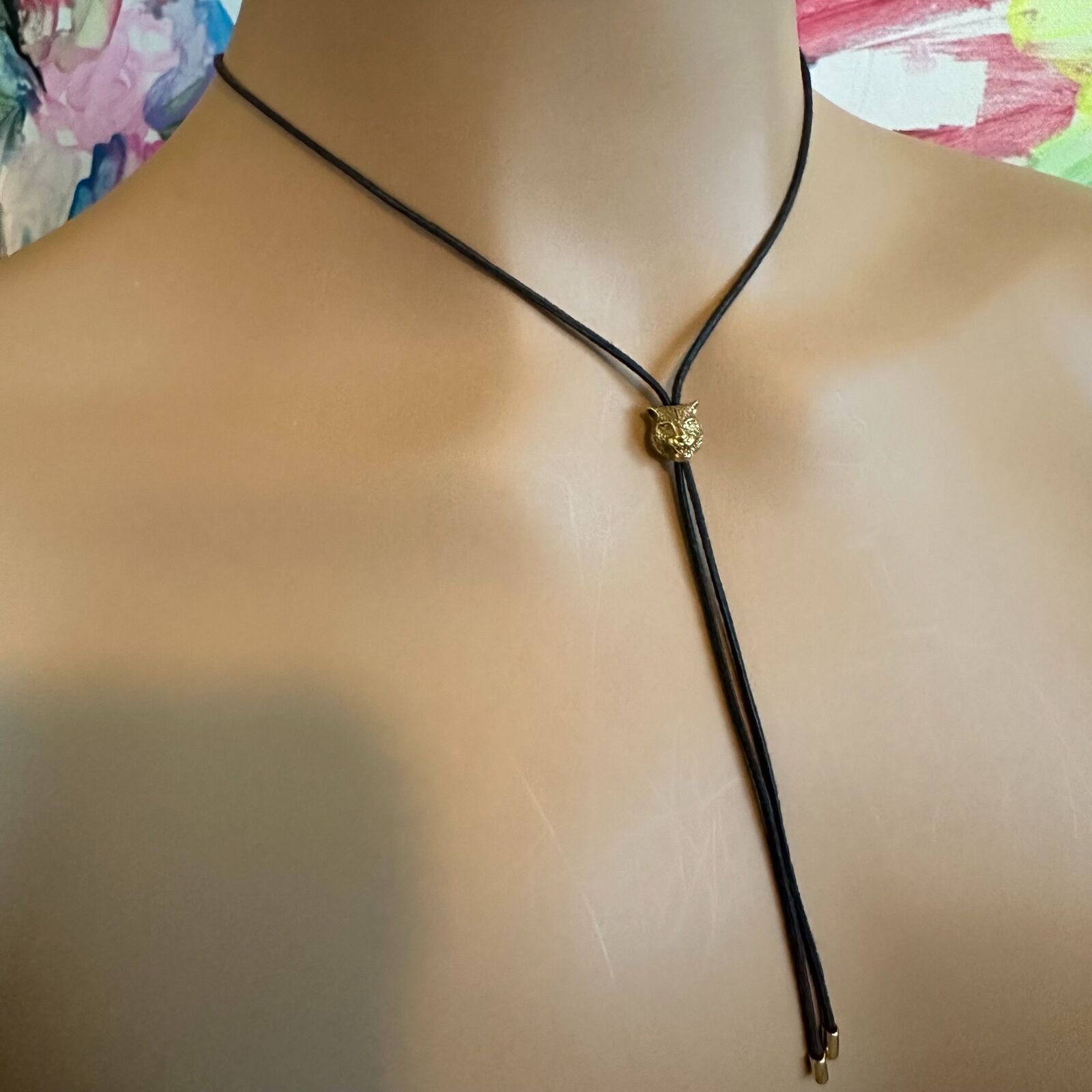 Gucci 18k Yellow Gold Le Marche des Merveilles Tiger Bolo Tie Necklace for Men - Luxury Statement Jewelry for Formal Events & Special Occasions