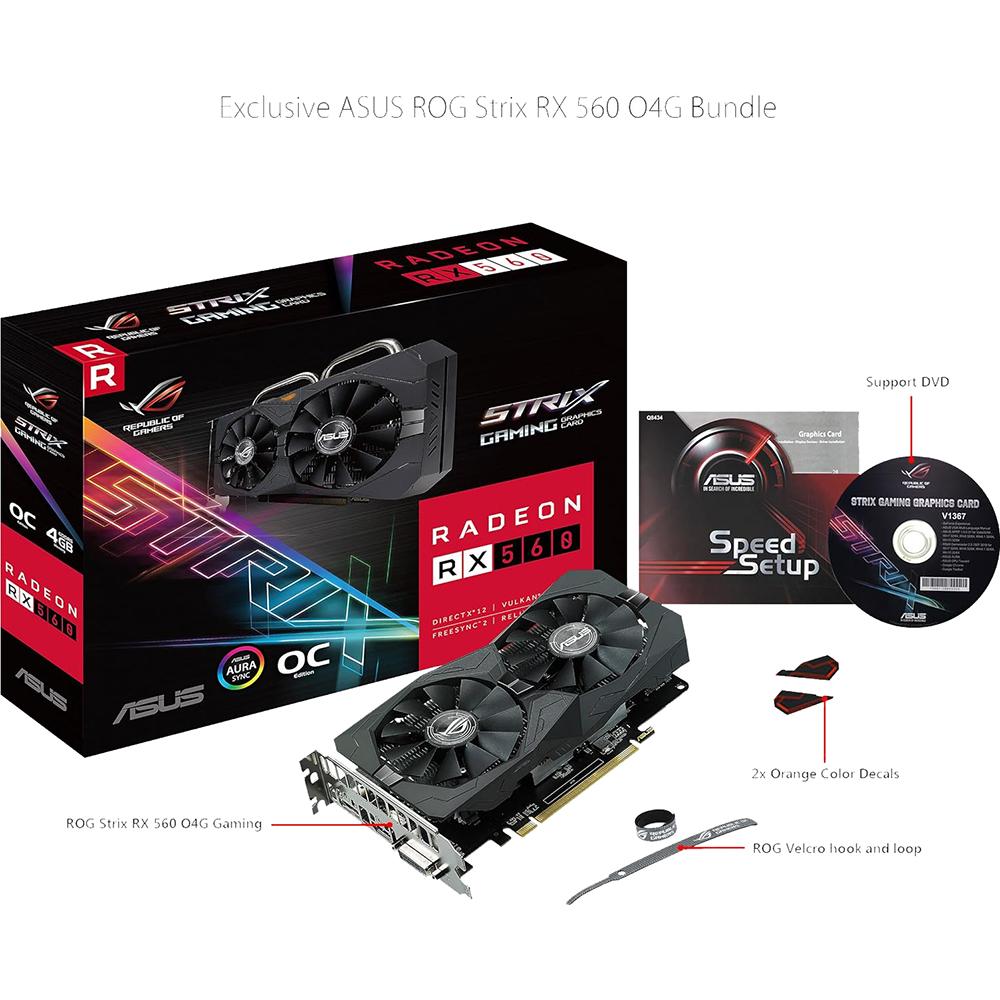 ASUS AMD Radeon RX 560 4GB GDDR5 Gaming Graphics Card with DP, HDMI, DVI - Perfect for 1080p Gaming, Video Editing & Multi-Monitor Setup