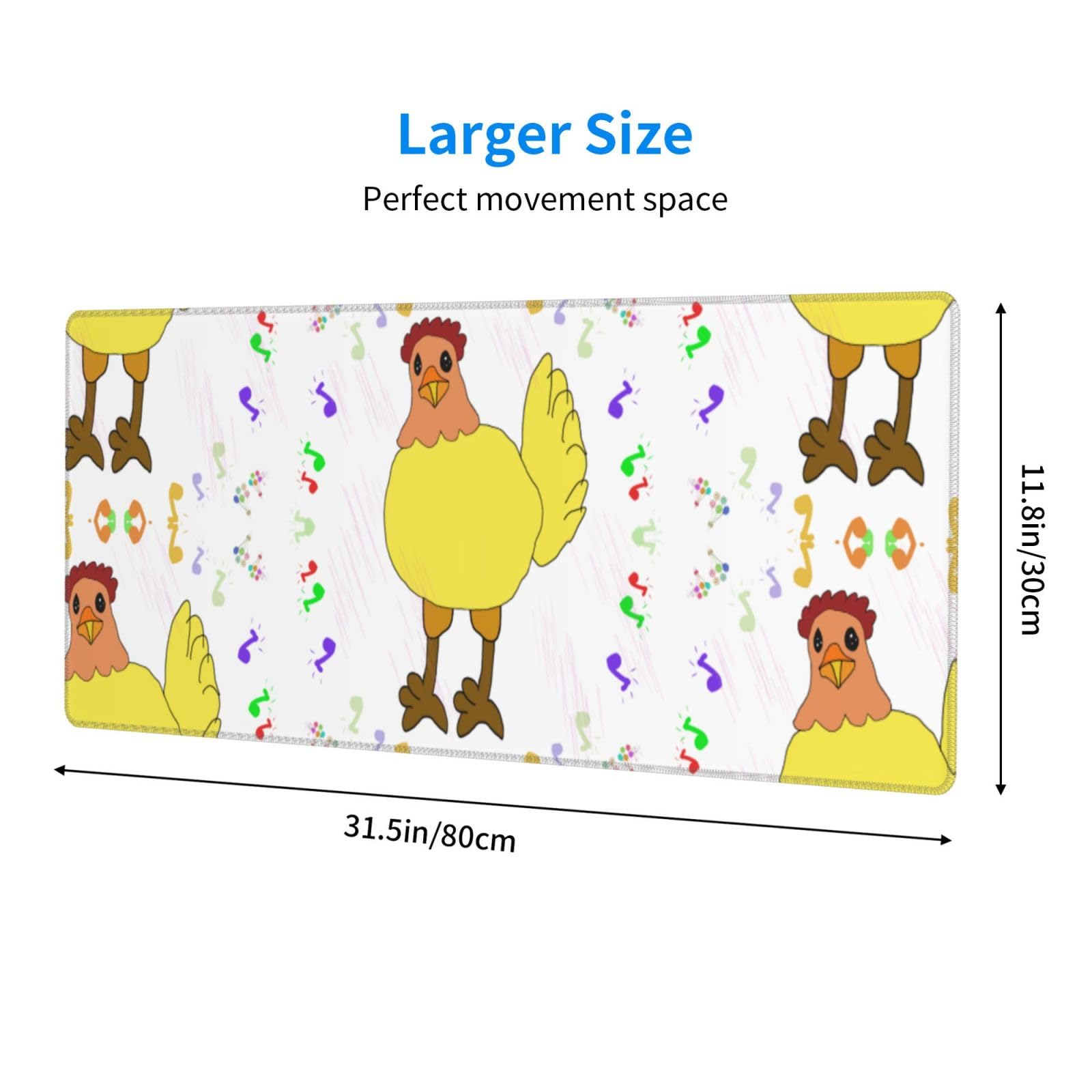 NALoRa Singing Hen Printed Large Gaming Mouse Pad - Premium Woven Fabric with Non-Slip Rubber Base (12x31.5 inches) for Office, Home & PC Gaming Desk Setup