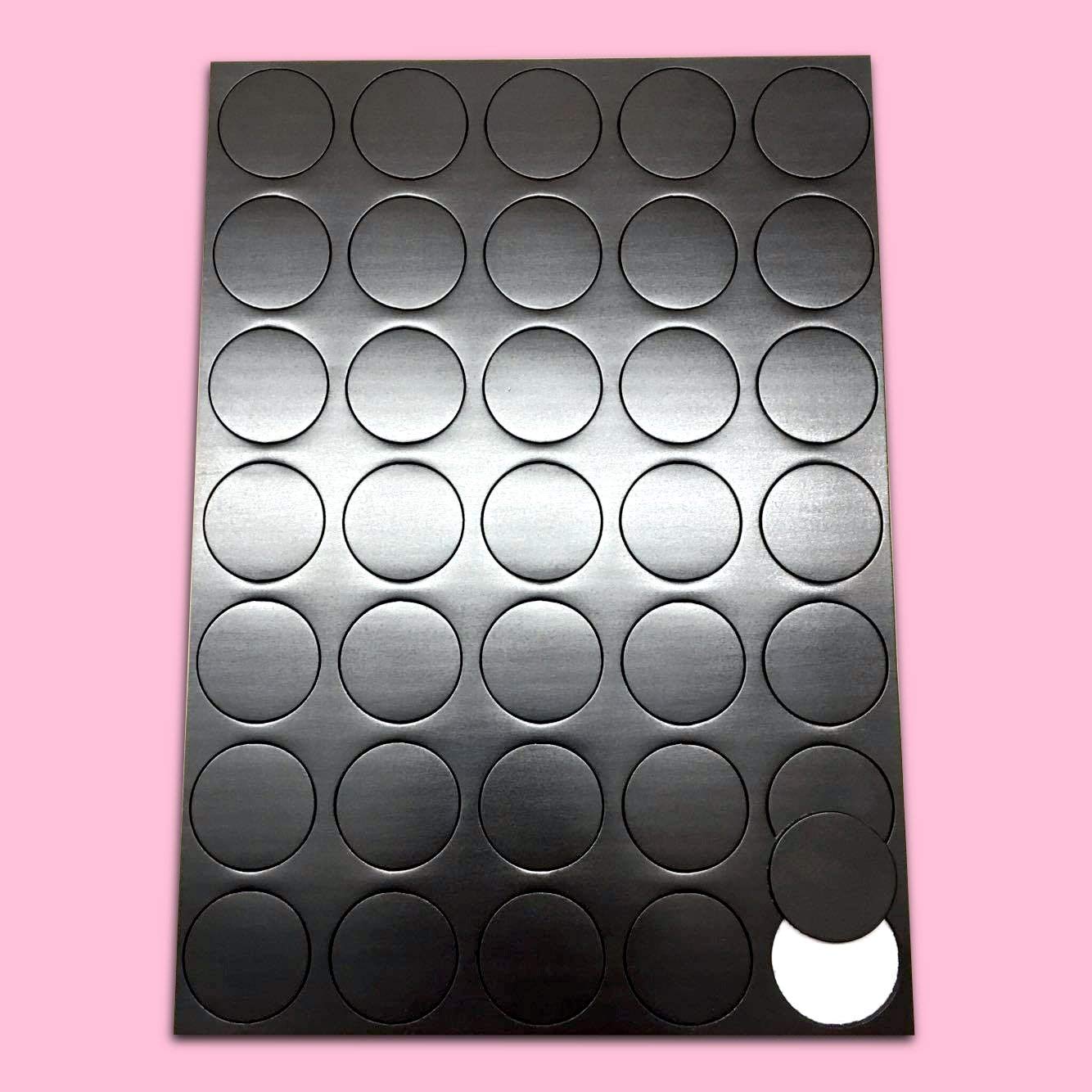 35 Pack Self-Adhesive Circle Magnets for Crafts - 25mm Diameter, 1.5mm Thick Strong Sticky Magnets for DIY Projects, Refrigerator Decor, Whiteboard Organization & Office Supplies