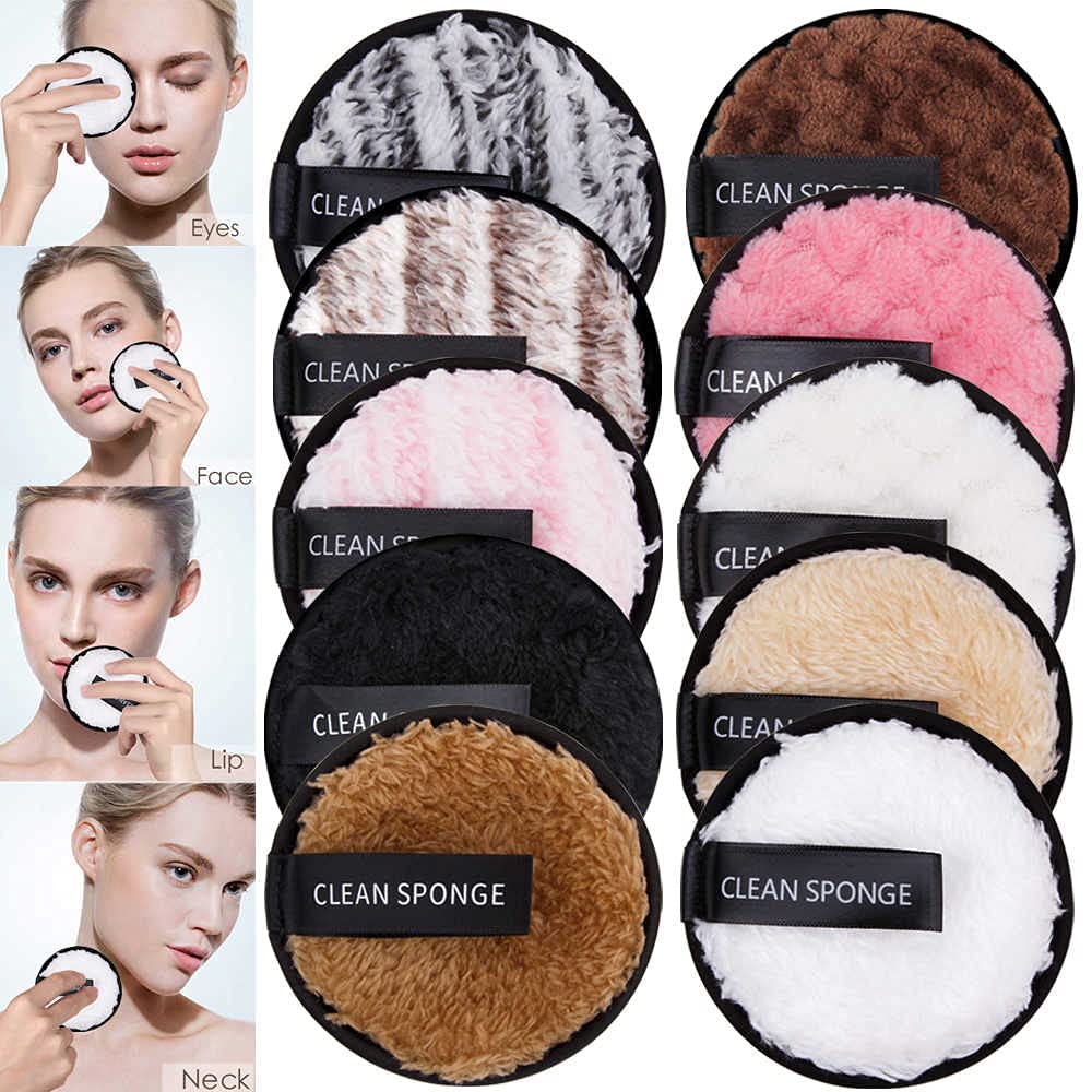 2-Pack Reusable Double Layer Round Makeup Remover Pads - Soft Face Cleansing Sponges for Gentle Makeup Removal | Home & Salon Use | Eco-Friendly Washable Cotton Puffs (Multicolor) | Perfect for Daily Skincare & Travel Beauty Routine