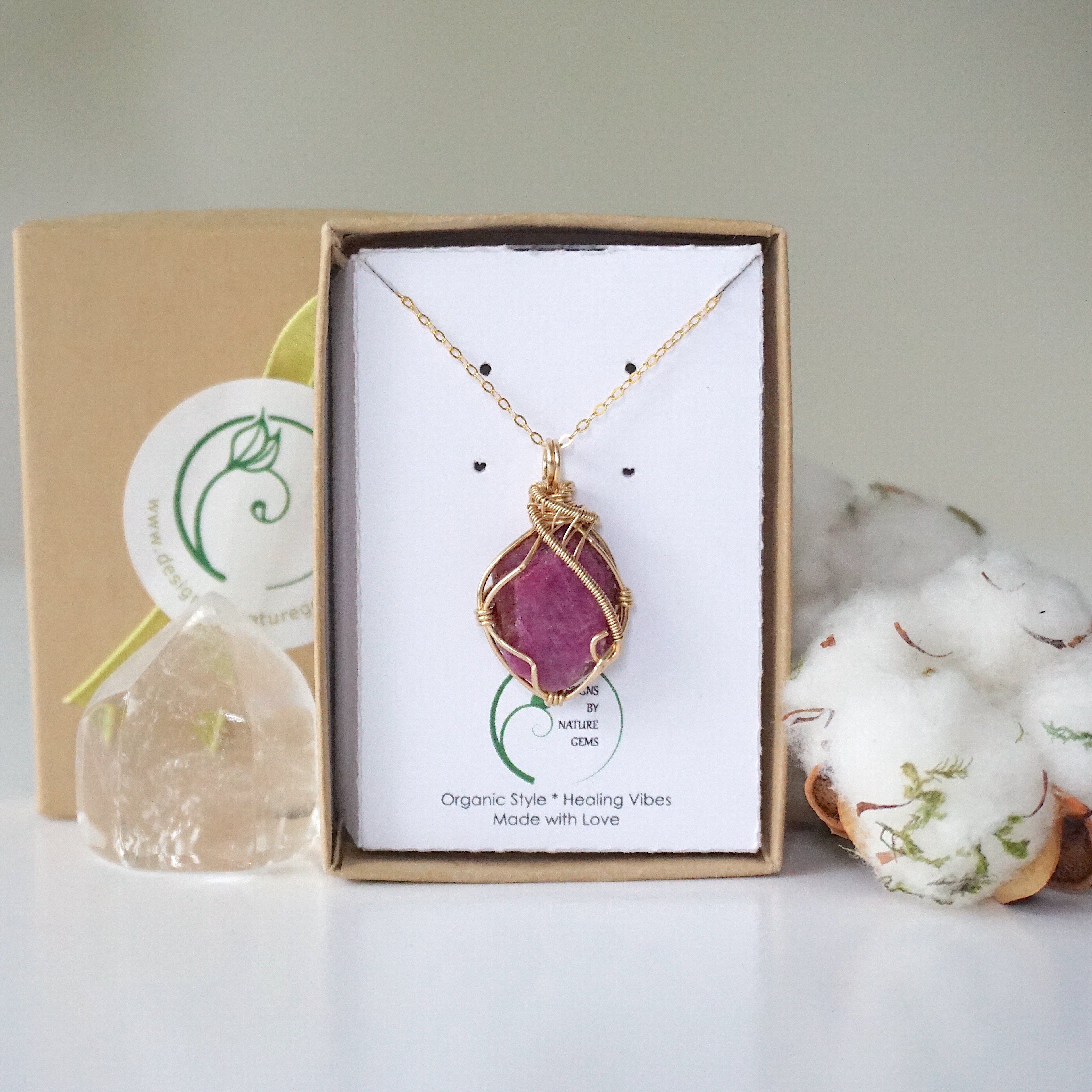 14k Gold Filled Pink Ruby Pendant Necklace for Women - Elegant Jewelry Gift for Valentine's Day, Anniversary & Special Occasions