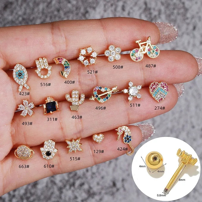 20G Cactus Conch Helix Piercing Stud - Surgical Steel Earring for Cartilage, Tragus, or Helix | Perfect for Everyday Wear, Parties, and Unique Style Statements