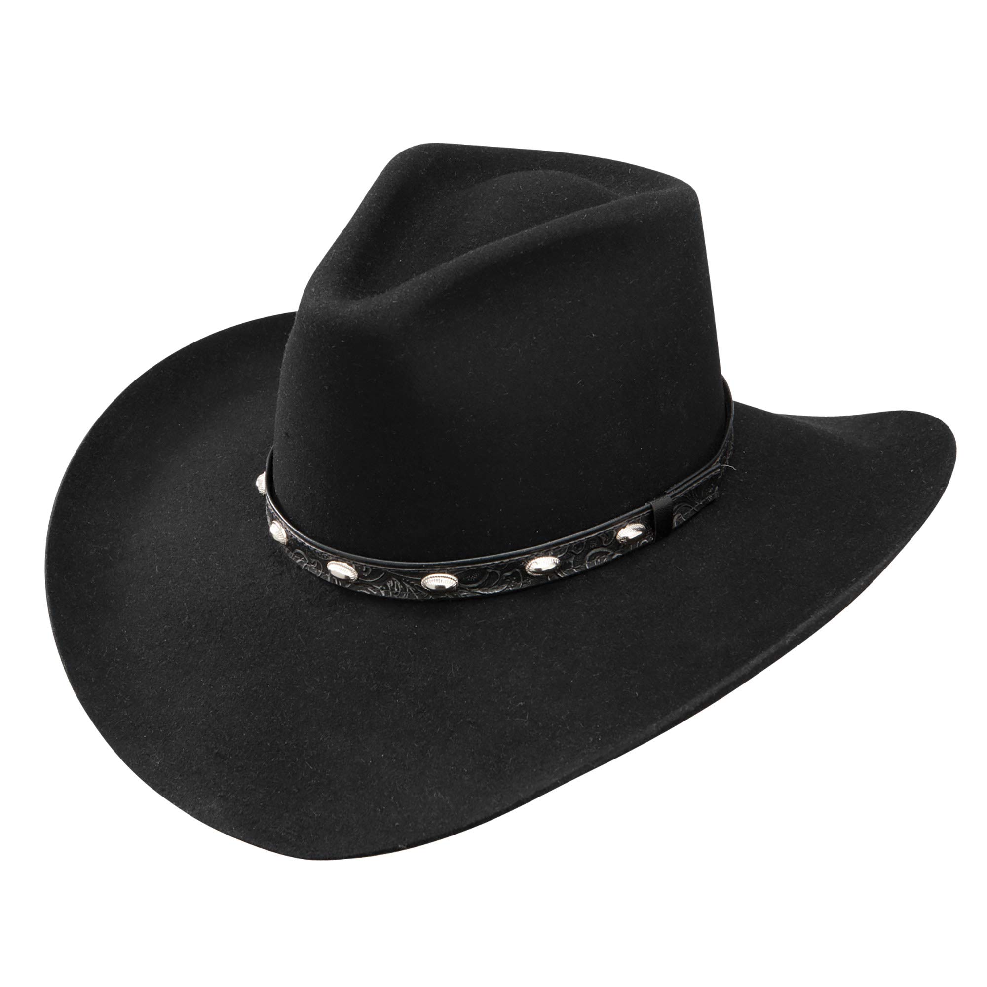 Stetson Buck Shot 3X Felt Stallion Collection Cowboy Hat - Black 4 Inch Brim for Western Rodeo, Ranch Work & Country Fashion