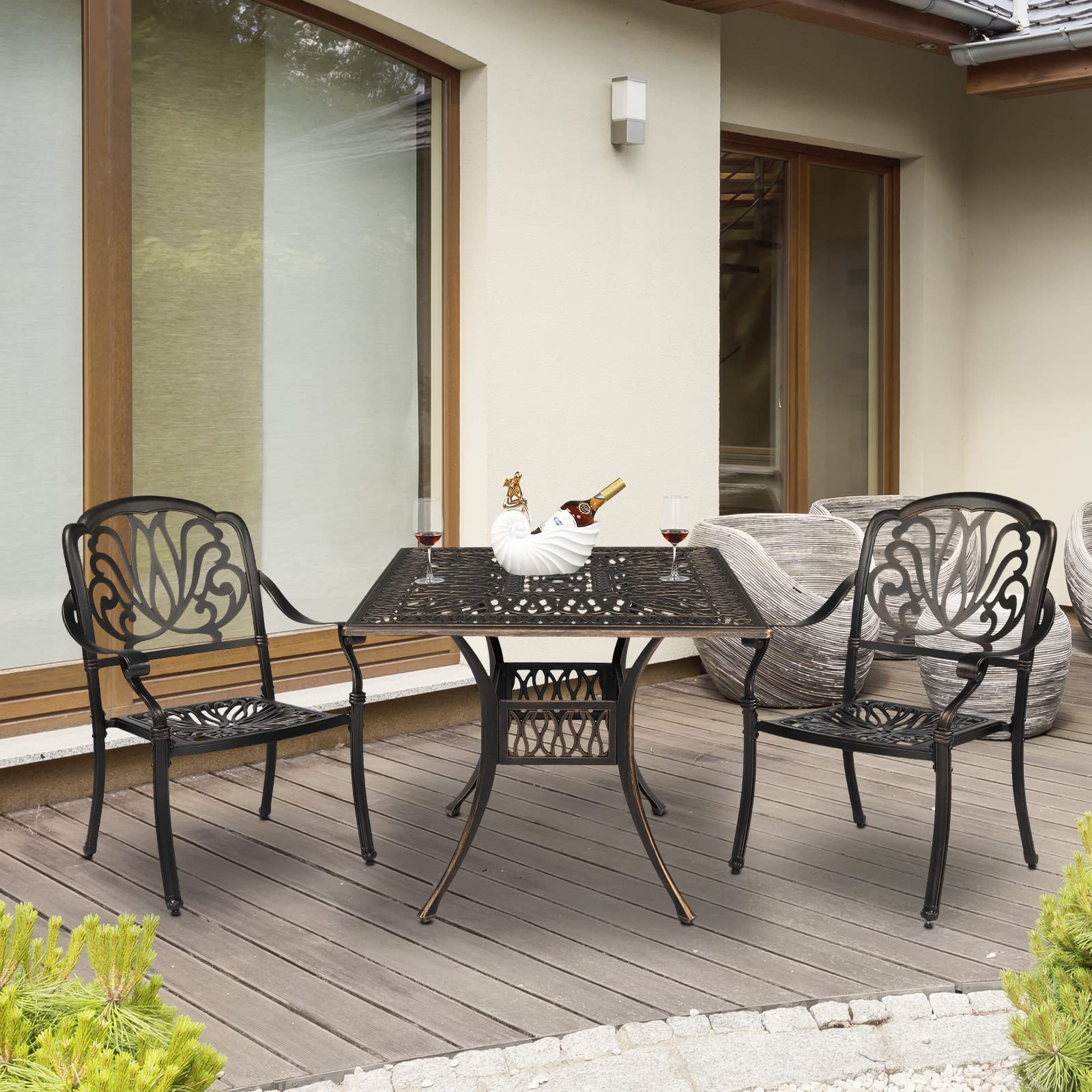 Premium Outdoor Dining Table - Heavy Duty Cast Aluminum Patio Bistro Table for Backyard, Lawn, Balcony & Poolside (90x90x75cm Square) - Perfect for Garden Parties, BBQ Gatherings & Outdoor Entertaining