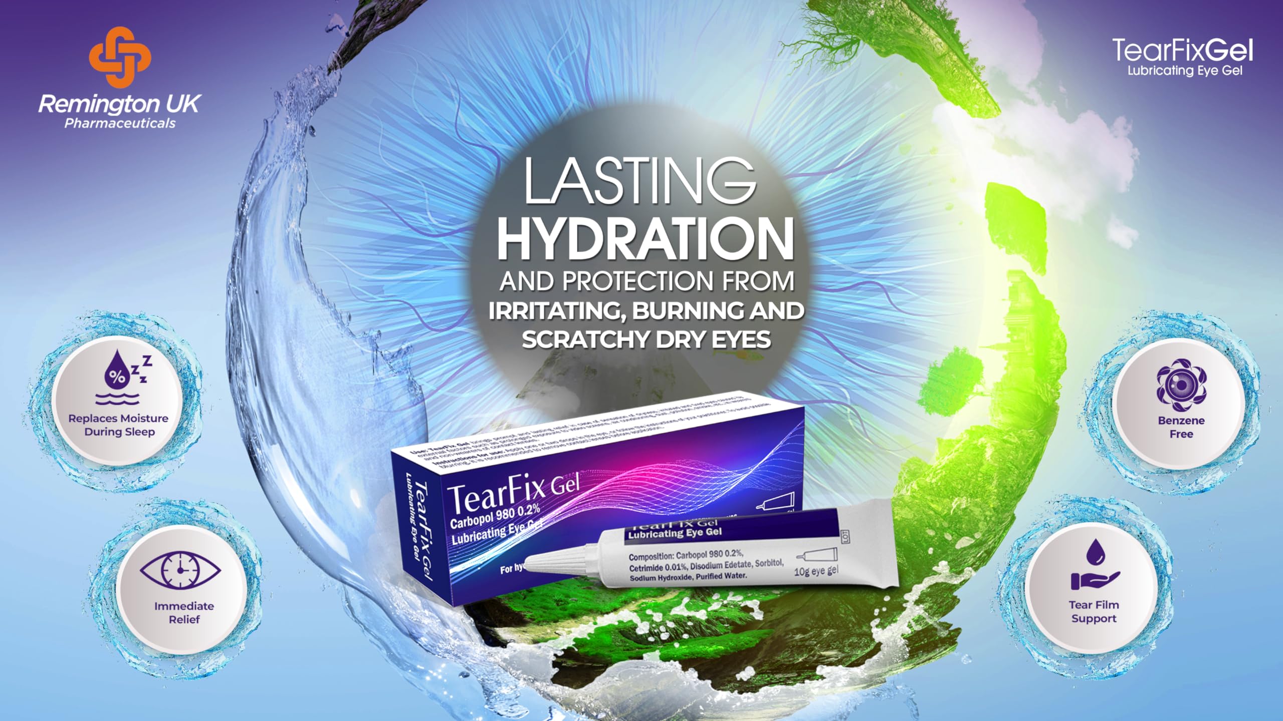 TearFix Carbopol 980 0.2% Lubricating Eye Gel for Dry, Irritated & Tired Eyes - Soothing Eye Drops for Contact Lens Wearers & Computer Users (1 Pack) - Perfect for Nighttime Relief & Office Work